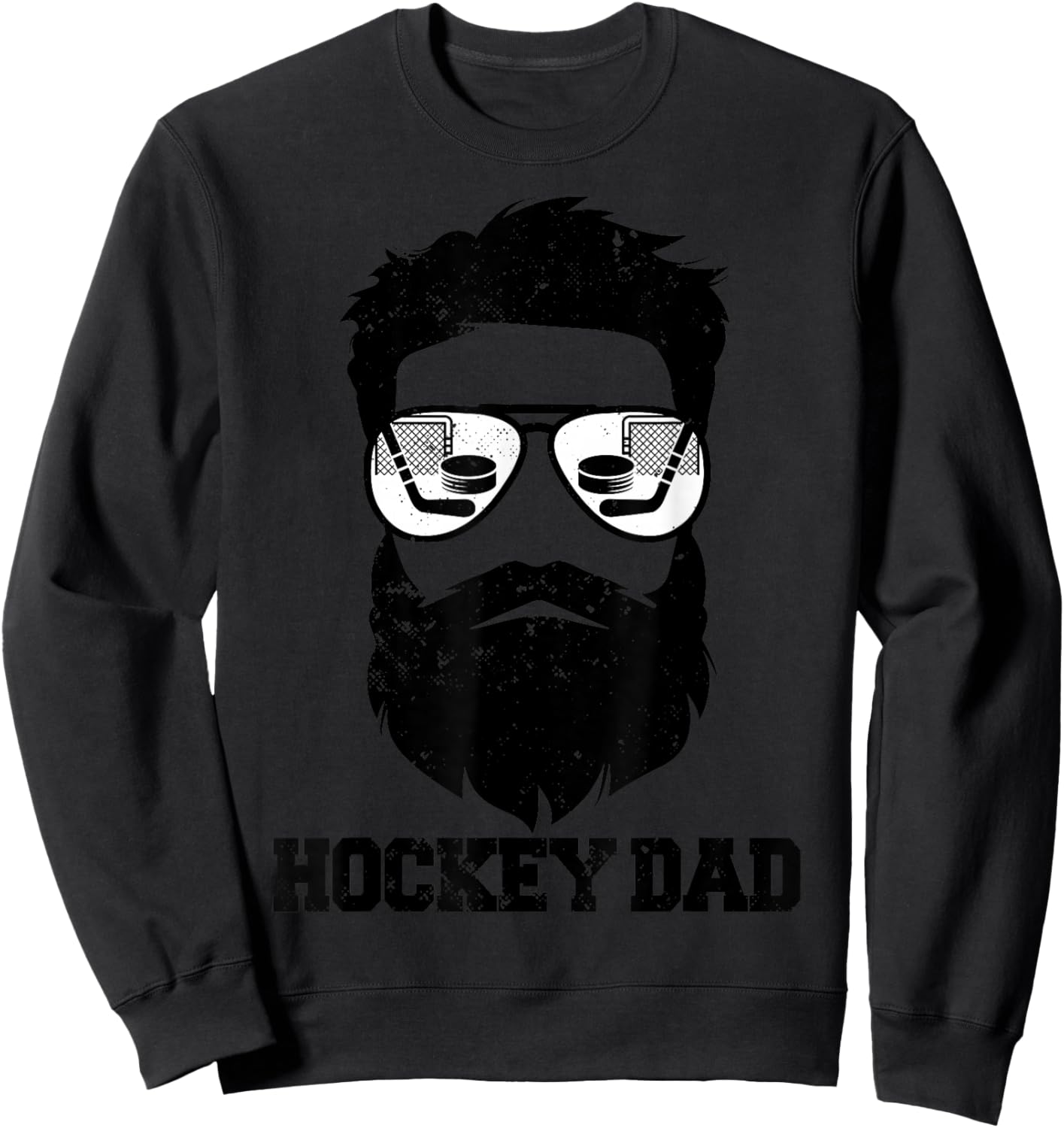 Hockey Dad Funny Messy Hair Beard Hockey Dad Sweatshirt - Sweatshirt | Black