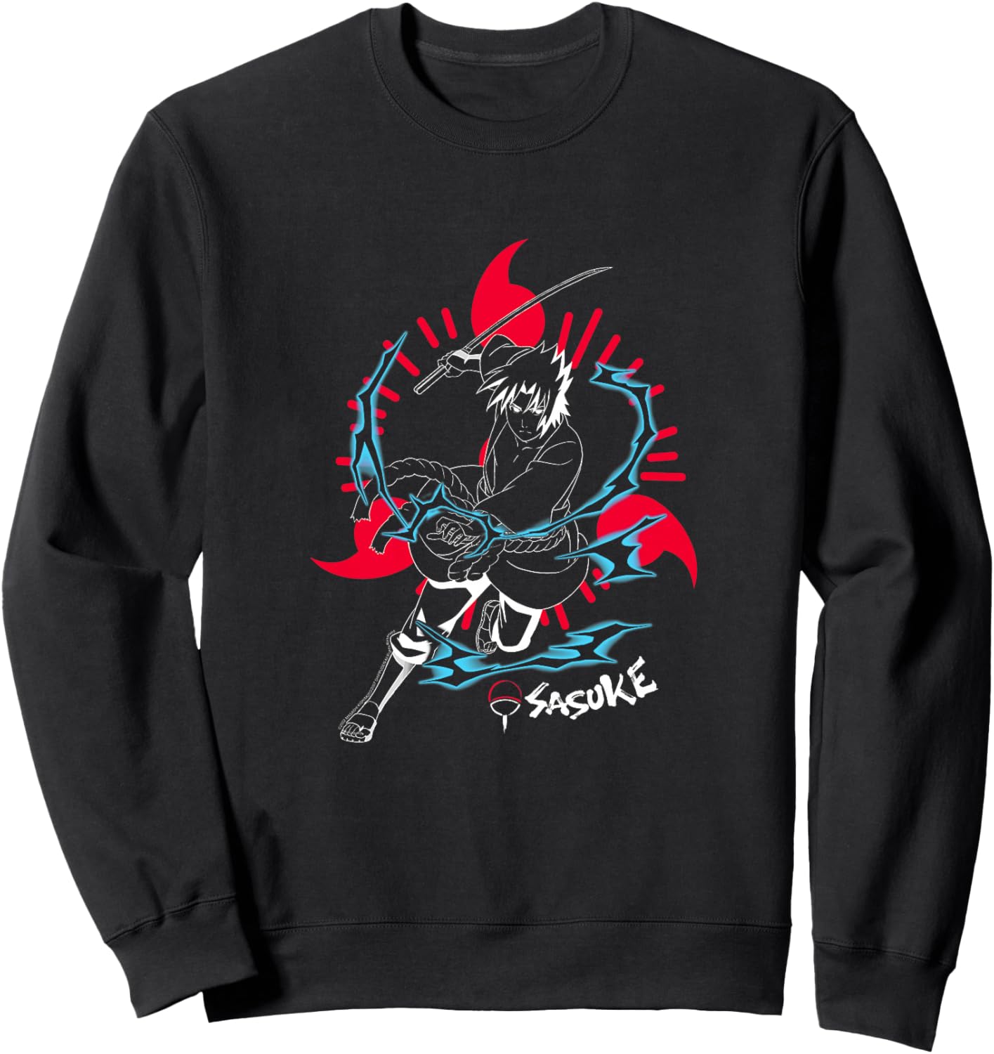 Naruto Shippuden Sasuke inversé avec Sharingan Anime Haut de Gamme Sweatshirt - Sweatshirt | Black