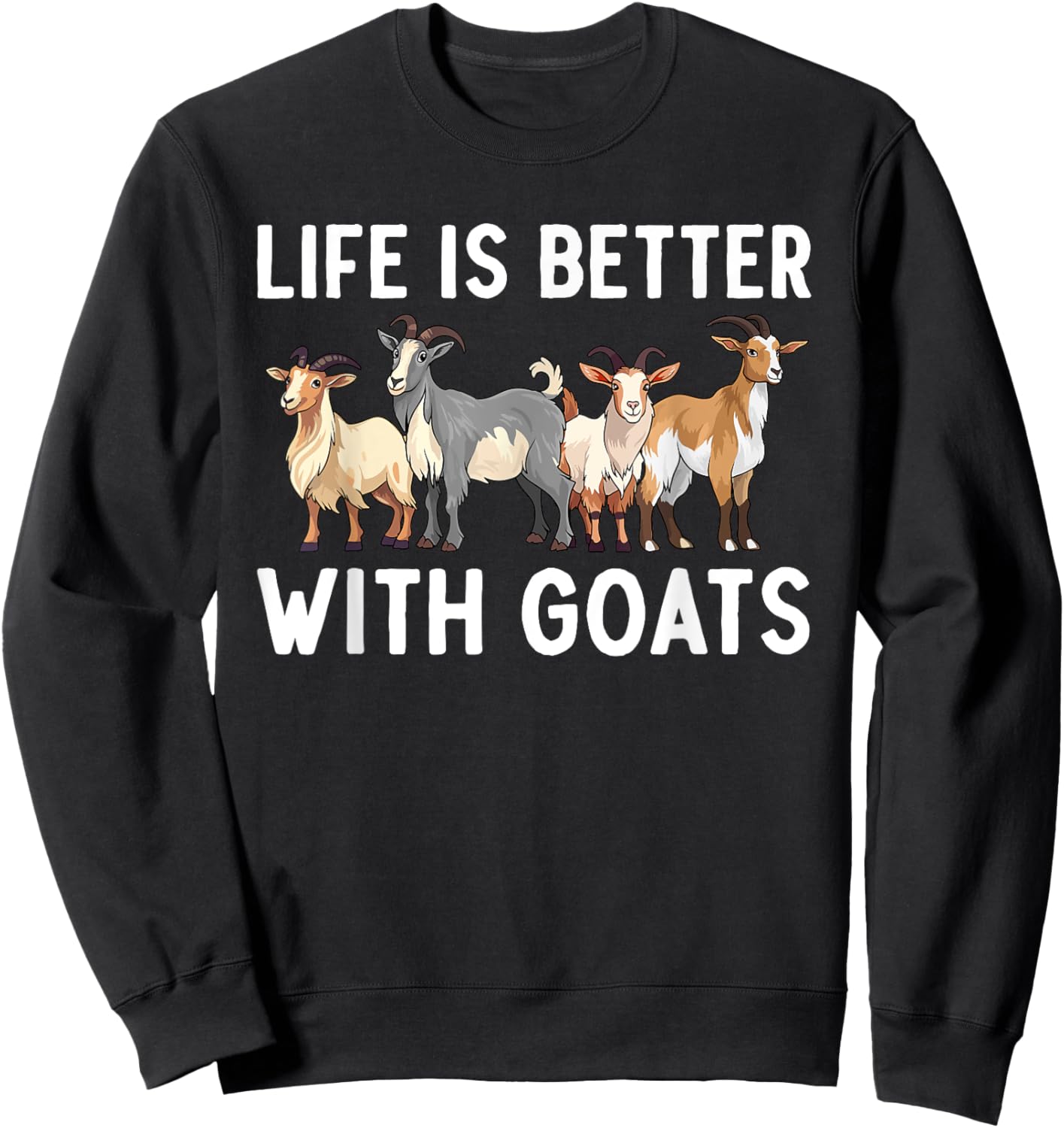 Cool Goat Design Women Farm Animal Pygmy Goat Lover Sweatshirt - Sweatshirt | Black
