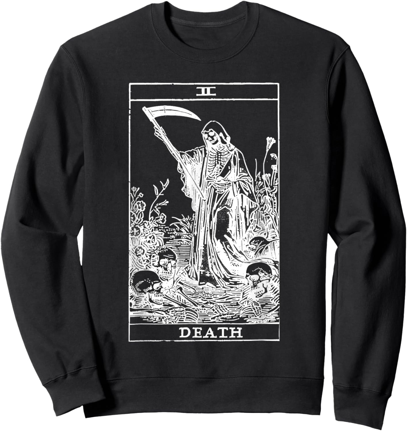 Tarot Card Death XIII Angel Skull Vintage Dead Reaper Grim Sweatshirt - Sweatshirt | Black