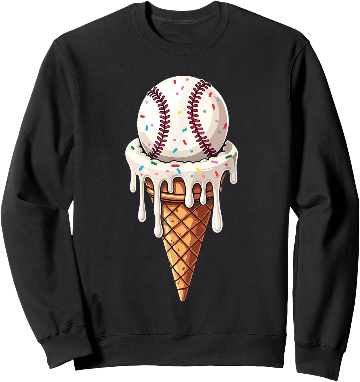 Baseball Drip with Melting Ice Cream Drippy Lovers Sweatshirt - Sweatshirt | Black