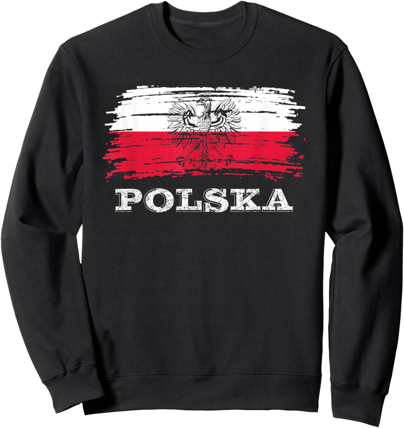 Polish Gifts, Polish Pride, Polish Flag with Eagle Polska Sweatshirt - Sweatshirt | Black