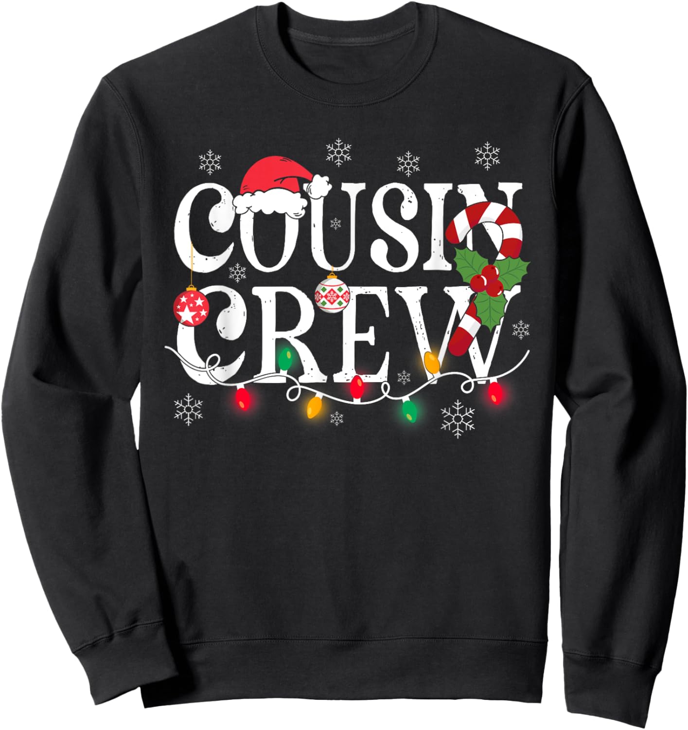 Cousin Crew Christmas Cousins Christmas Matching Family Kids Sweatshirt - Sweatshirt | Black