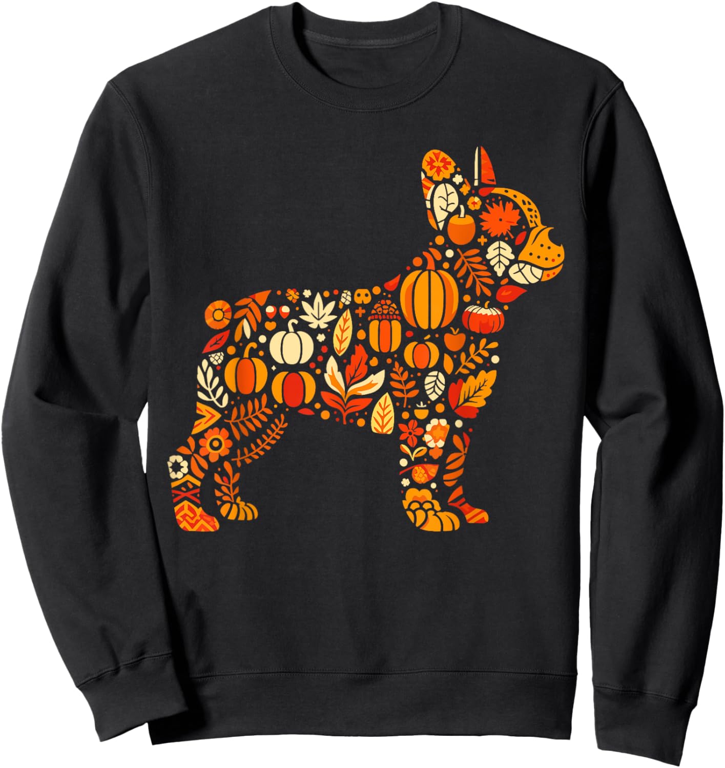Autumn Pumpkin French Bulldog Thanksgiving Kids Sweatshirt - Sweatshirt | Black