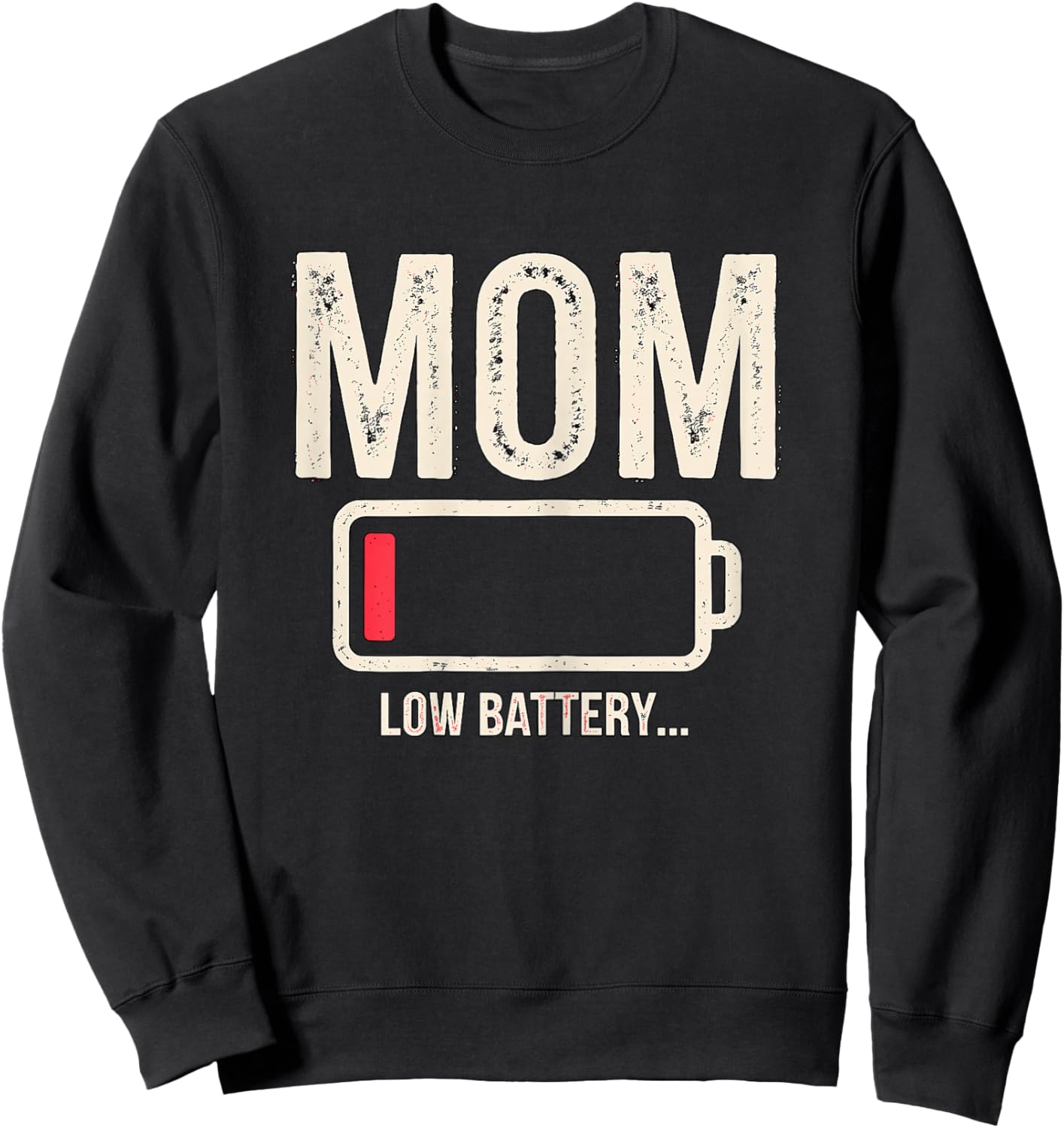 Magical and Funny Mothers Day Gifts Mom Low Battery Black X-Small Modern Short Sleeve Sweatshirt - Sweatshirt | Black