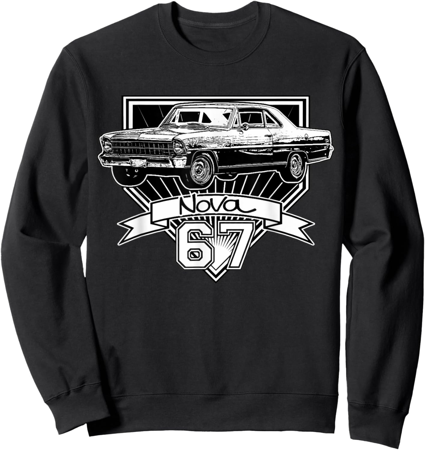 1967 67 Chevys Nova Classic Car Old School Muscle Car Sweatshirt - Sweatshirt | Black