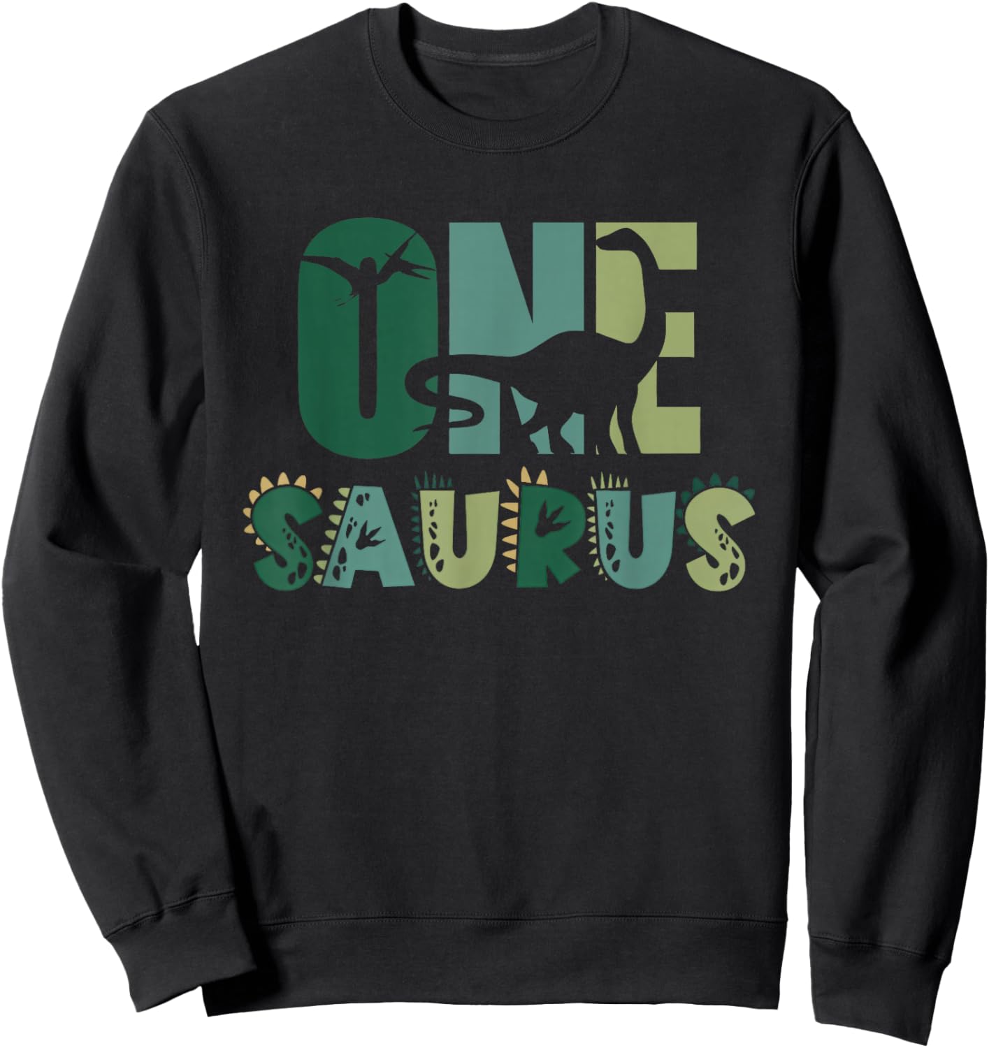 One Saurus First 1st Birthday Dinosaur Boy Toddler Kids Sweatshirt - Sweatshirt | Black