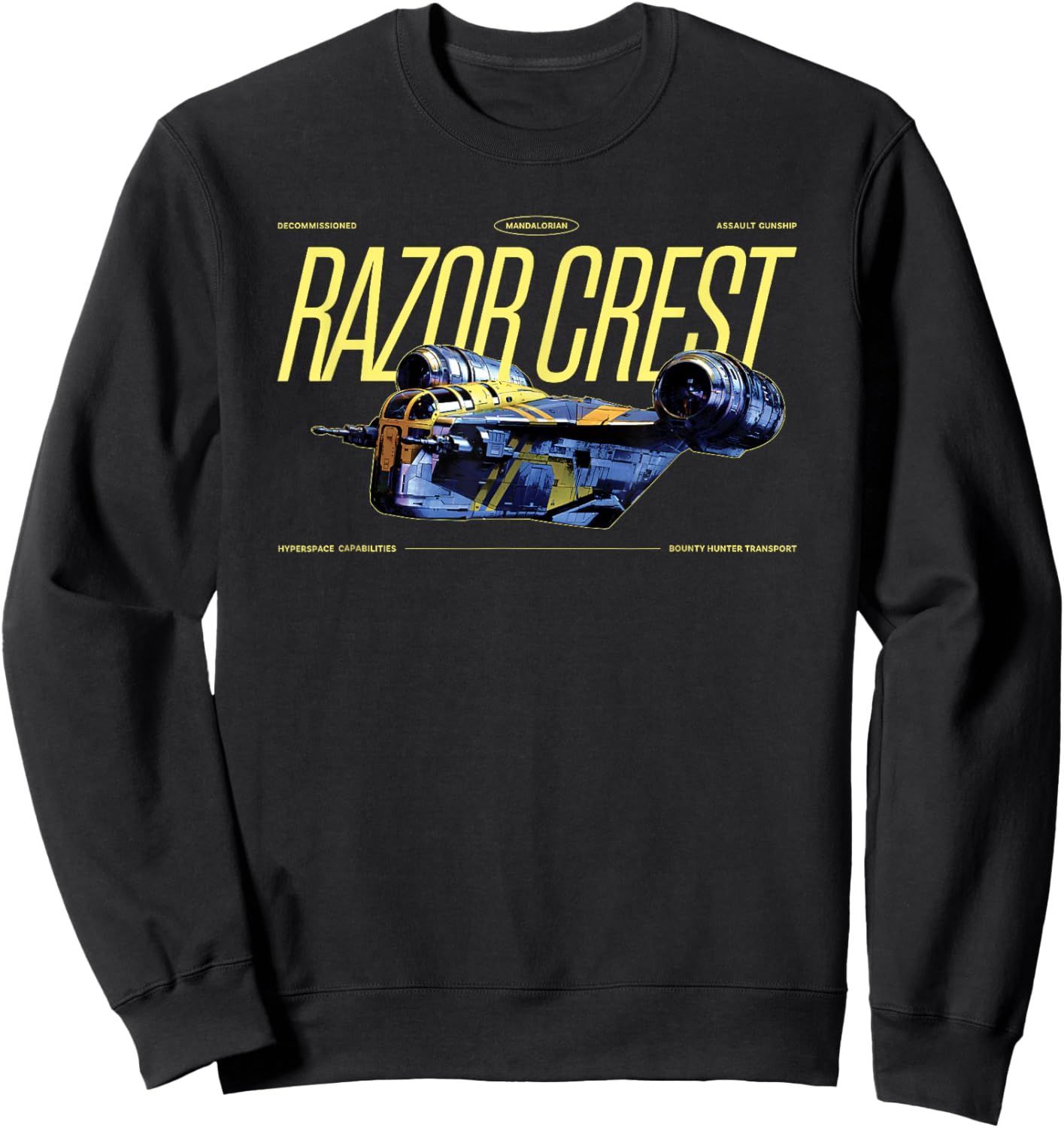 Star Wars The Mandalorian and Grogu Razor Crest Ship Vintage Sweatshirt - Sweatshirt | Black