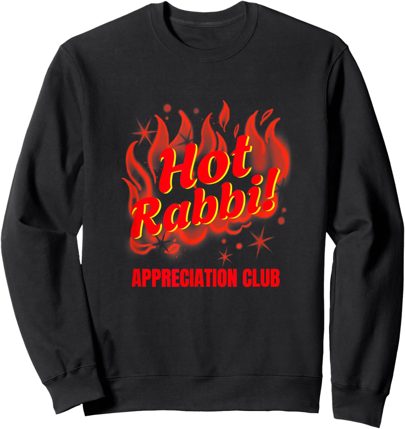 Funny Sexy Temple Hot Rabbi Appreciation Club Flames Jewish Sweatshirt - Sweatshirt | Black