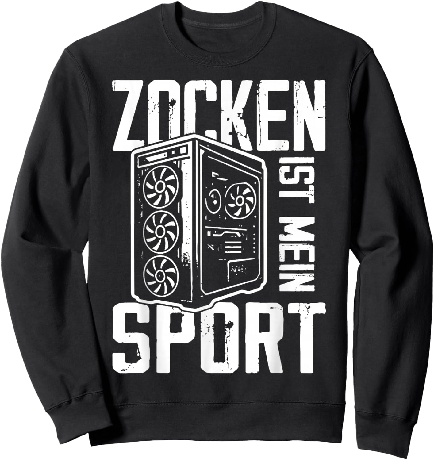 Gamer PC Computer Gamer with German Text "Zocken Ist Mein Sport" Sweatshirt - Sweatshirt | Black