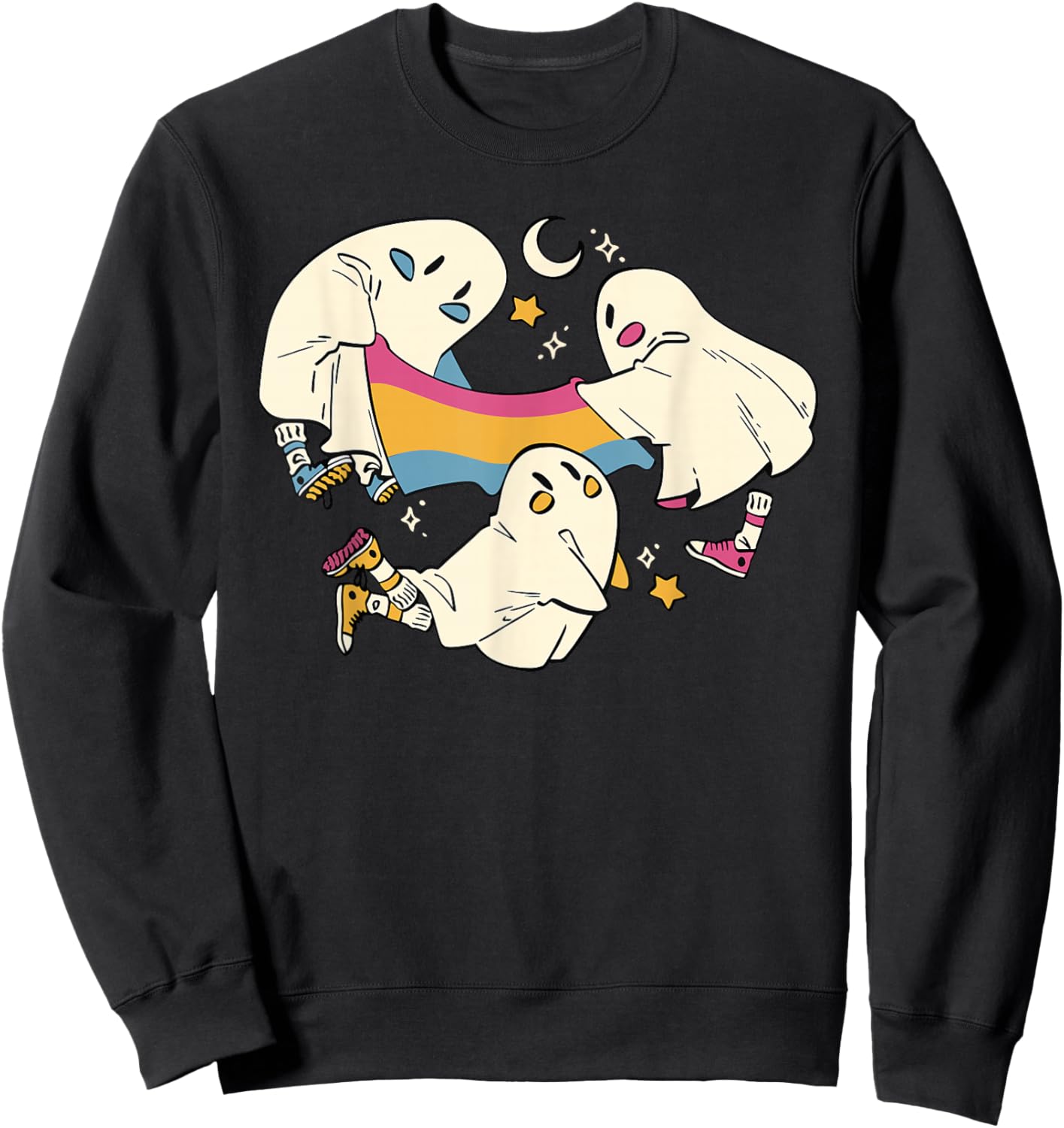 Funny Ghost Pansexual Flag LGBT Lesbian Gay Trans Pride Sweatshirt - Sweatshirt | Black