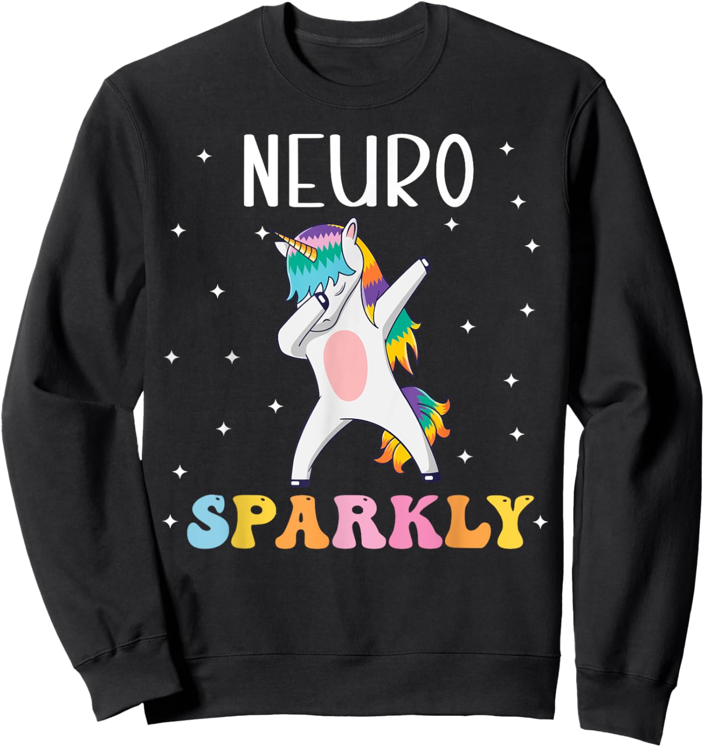 Neuro Sparkly NeuroDiversity Unicorn ADHD Awareness Kids Sweatshirt - Sweatshirt | Black