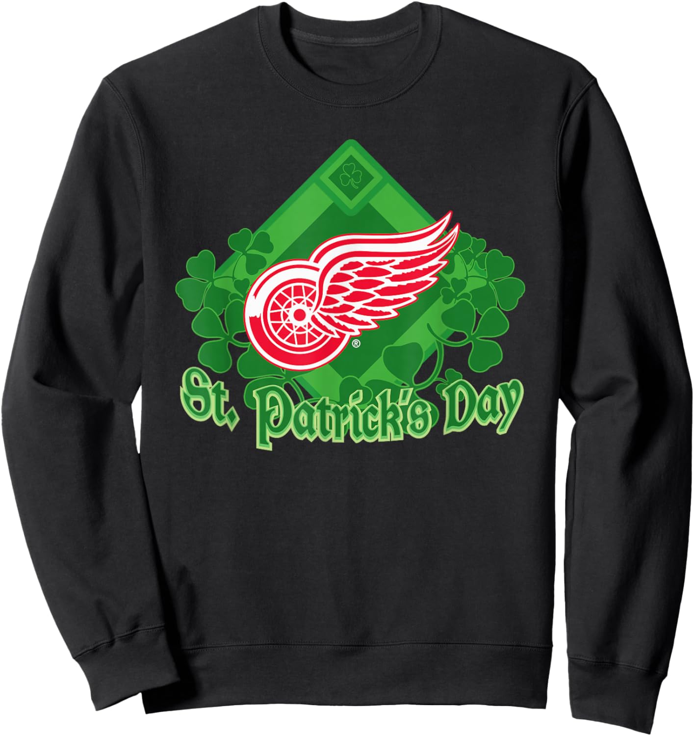 Detroit Red Wings St. Patrick's Day Black NHL Licensed Sweatshirt - Sweatshirt | Black
