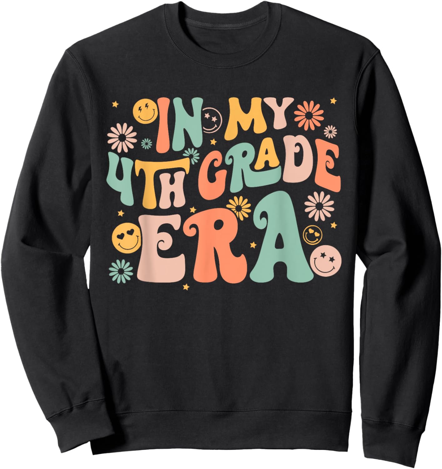 In My Fourth Grade Era Retro 4th Grade Back to School Sweatshirt - Sweatshirt | Black