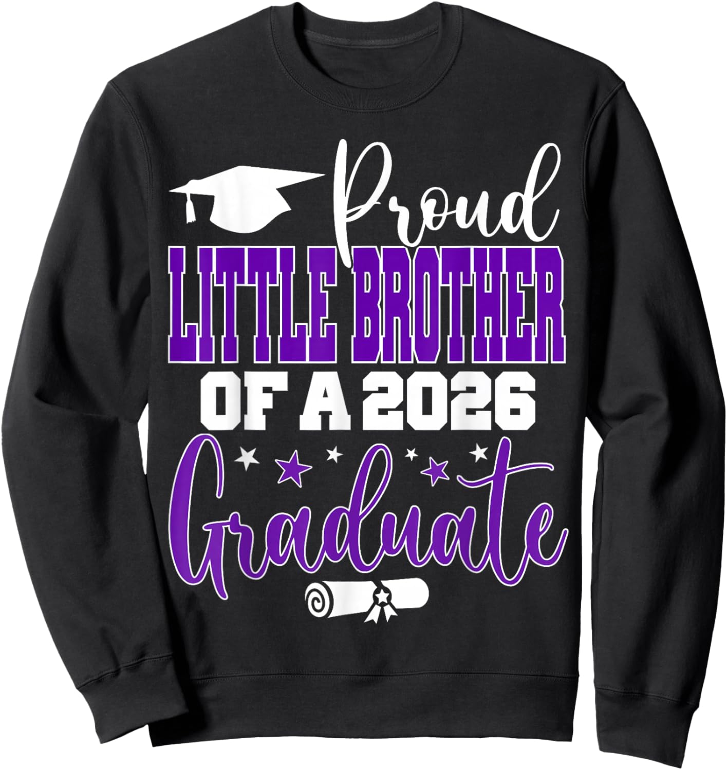 Senior 2026 Proud Little-Brother A Class of 2026 Graduate Sweatshirt - Sweatshirt | Black