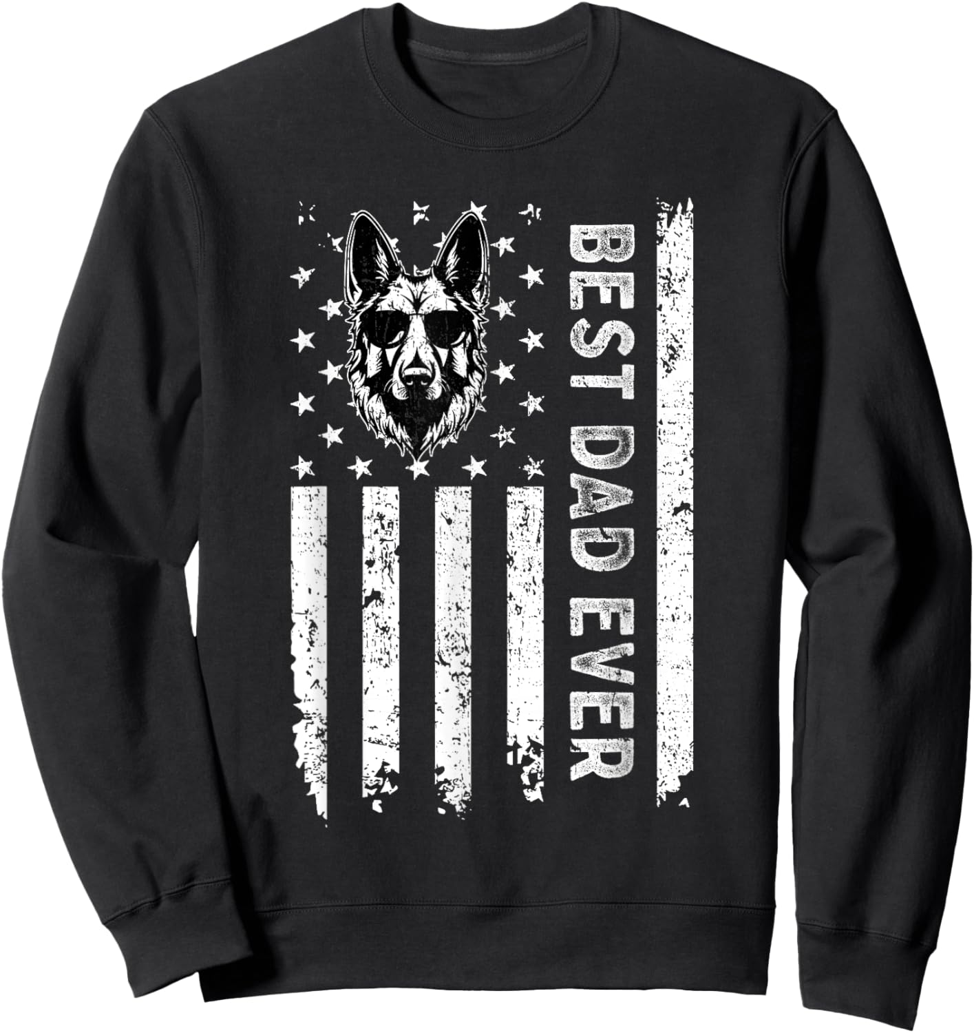 Best German Shepherd Dog Dad Ever Fathers Day USA Flag Sweatshirt - Sweatshirt | Black