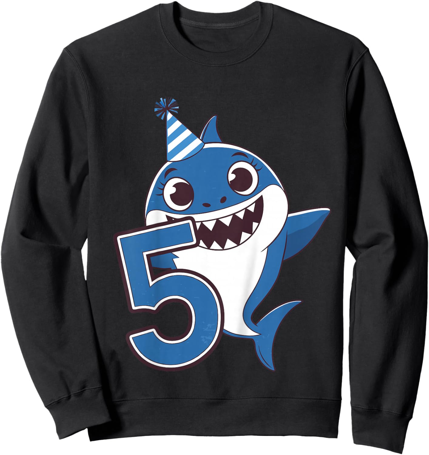 Kids 5th Birthday Shark Kids Sweatshirt - Sweatshirt | Black