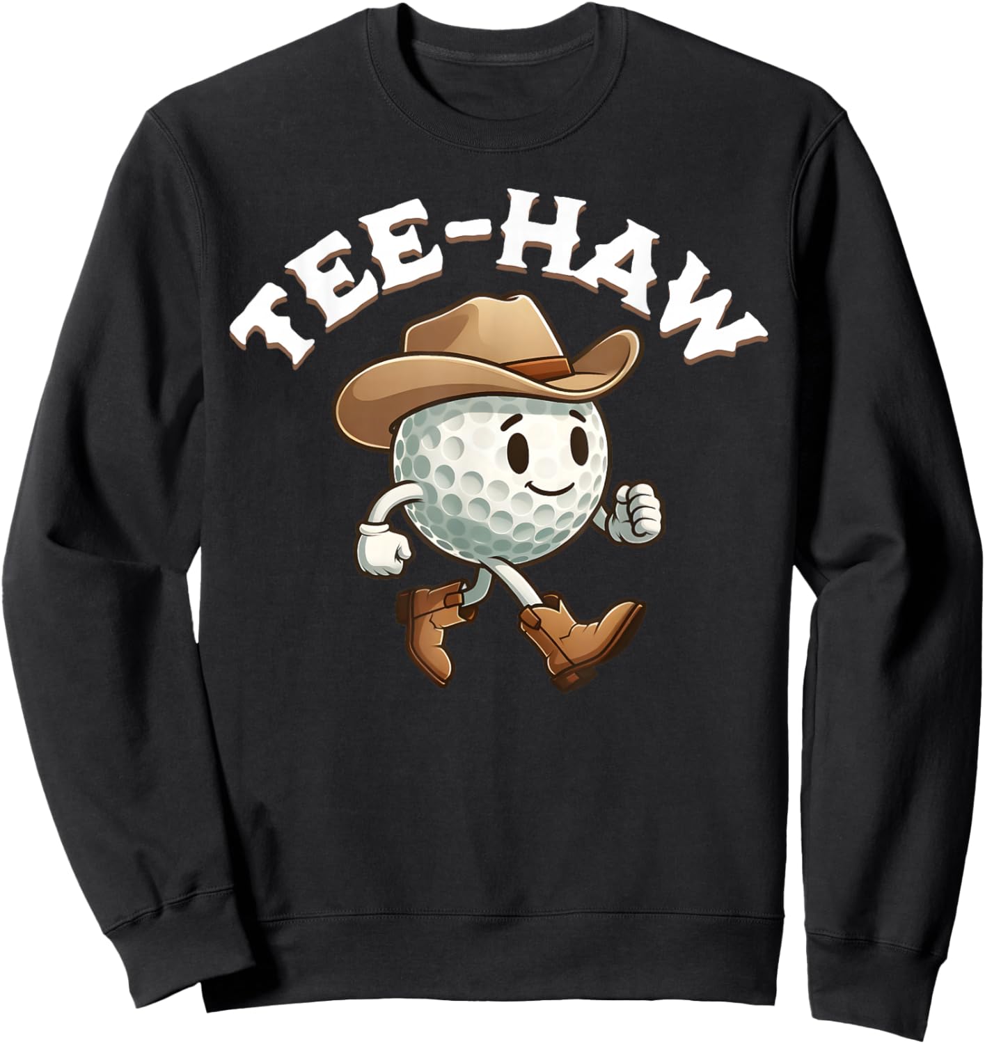 Western Haw Y'all Funny Golf Ball Cowboy Southern Retro Sweatshirt - Sweatshirt | Black