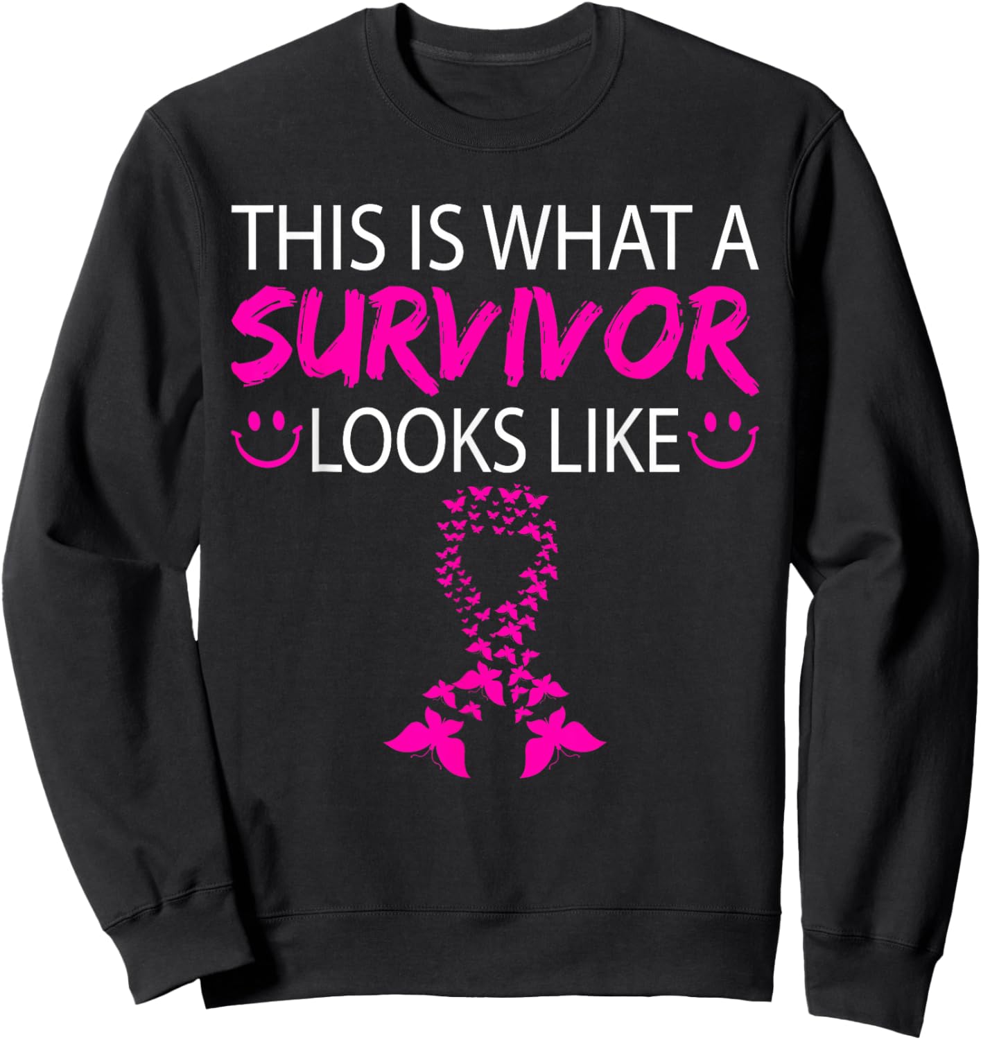 Breast Cancer Awareness Survivor Pink Ribbon Gifts Women Sweatshirt - Sweatshirt | Black