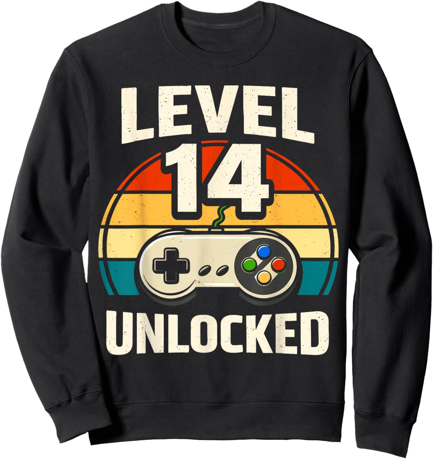 14th Birthday Level 14 Unlocked Gamer Gaming Boy Birthday Sweatshirt - Sweatshirt | Black