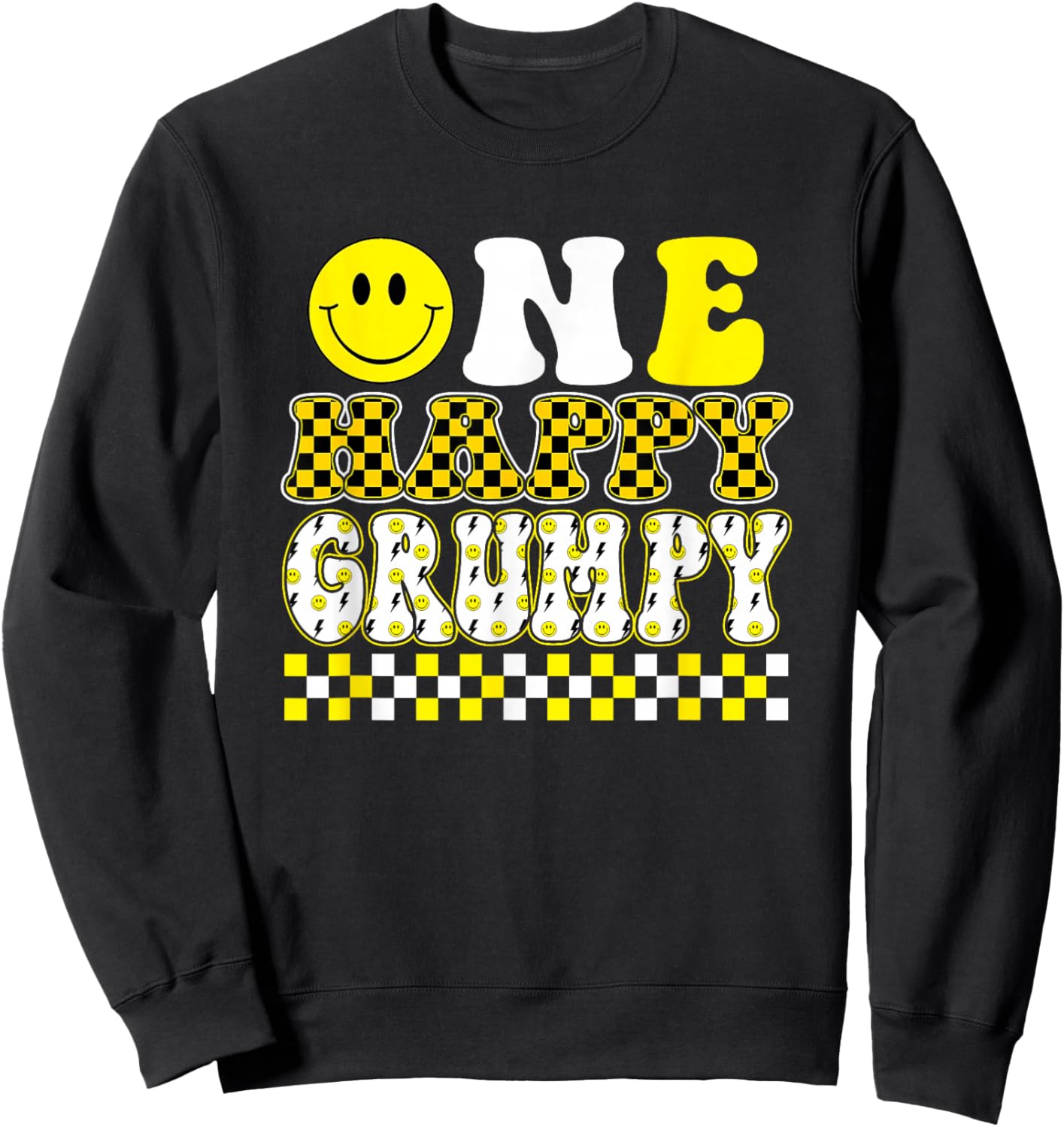 One Happy Dude Grumpy 1st Birthday Family Matching Sweatshirt - Sweatshirt | Black