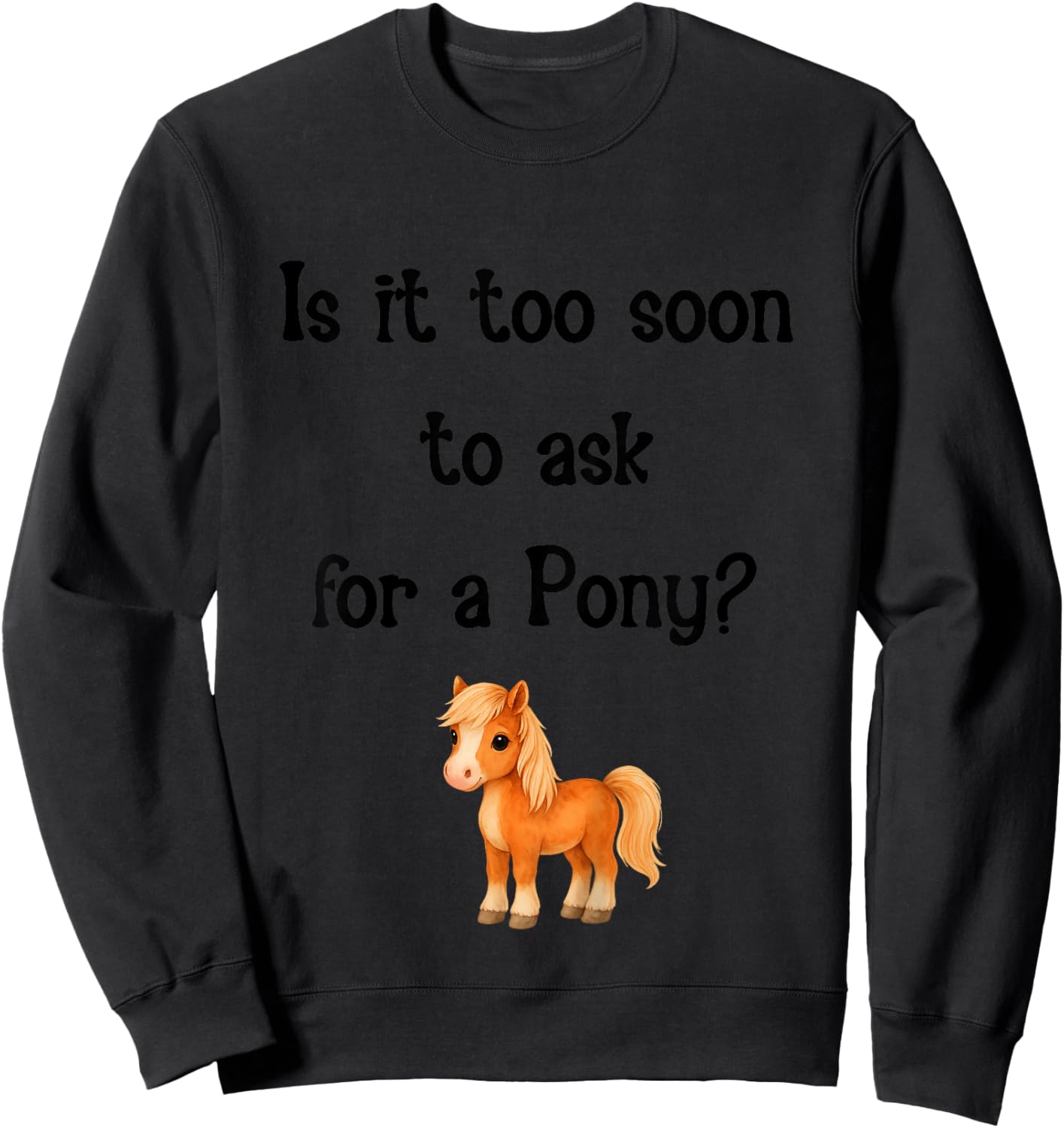 is It Too Soon to Ask for a Pony Cute Horse Sweatshirt - Sweatshirt | Black