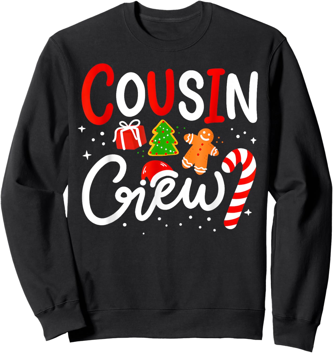 Christmas Cousin Crew Funny Santa Hat Light Kids Men Women Sweatshirt - Sweatshirt | Black