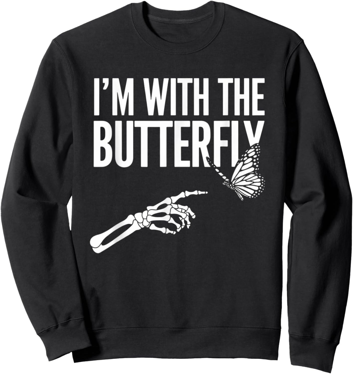 I'm With Butterfly Halloween Costume Couples Matching Gifts Sweatshirt - Sweatshirt | Black