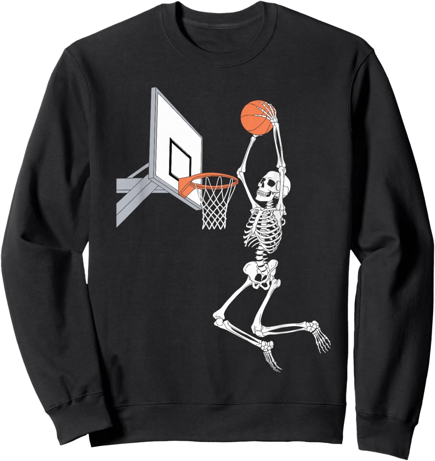 Funny Skeleton Playing Basketball Lovers Spooky Halloween Sweatshirt - Sweatshirt | Black