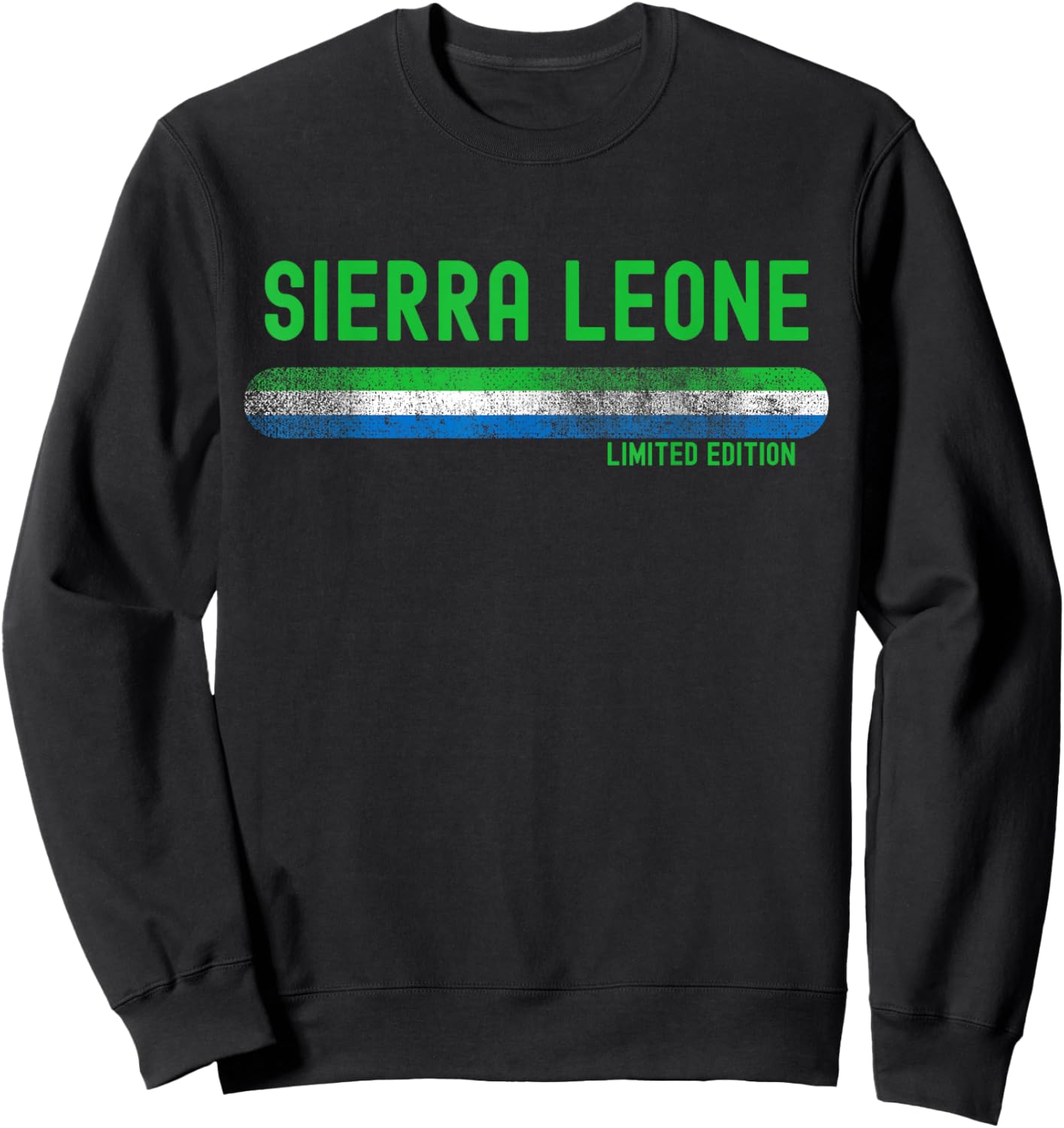 Sierra Leone Flag | Sierra Leonean Vintage Distressed Sweatshirt - Sweatshirt | Black