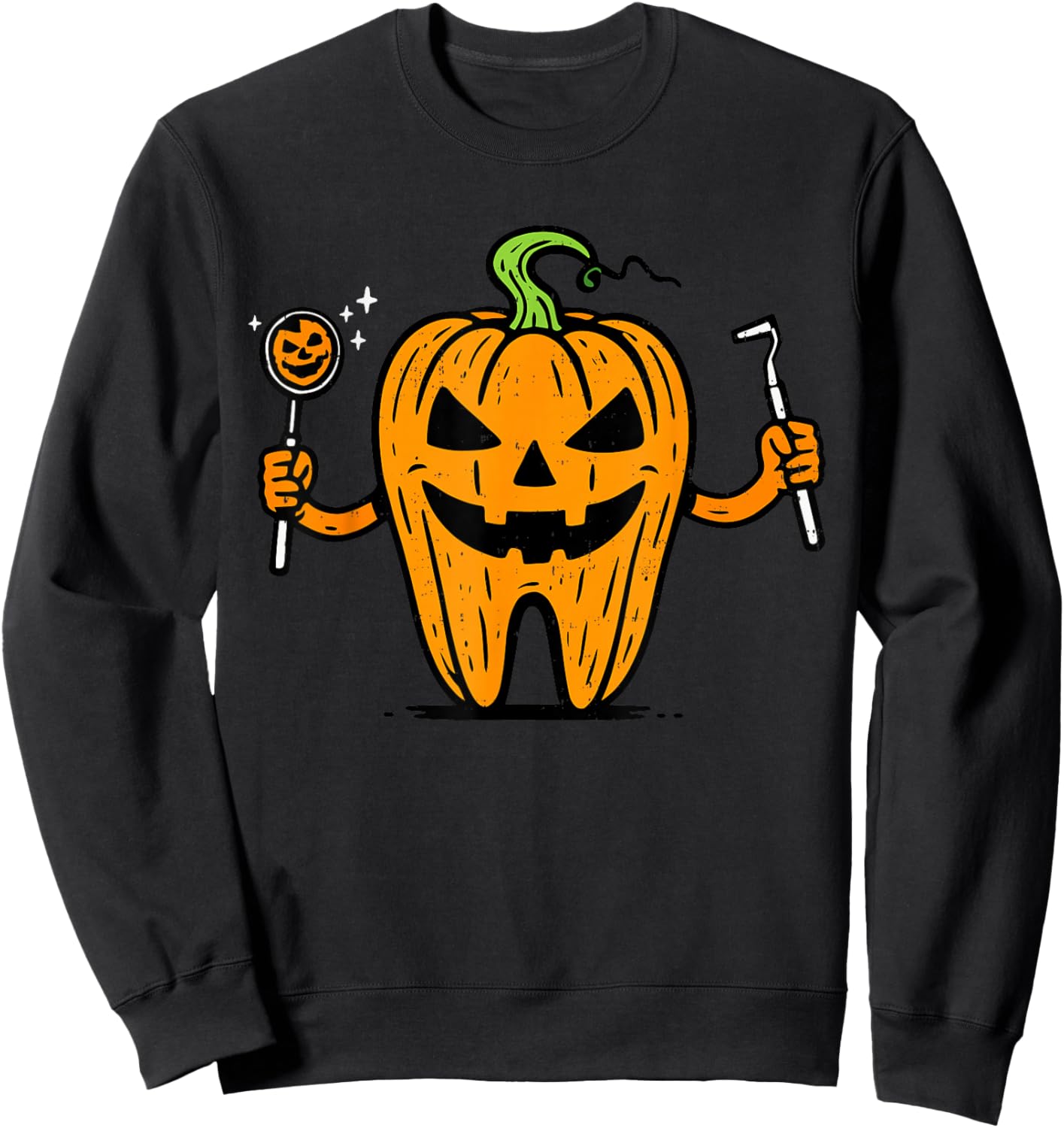 Dentist Tooth Pumpkin Halloween Dental Costume Men Women Kid Sweatshirt - Sweatshirt | Black
