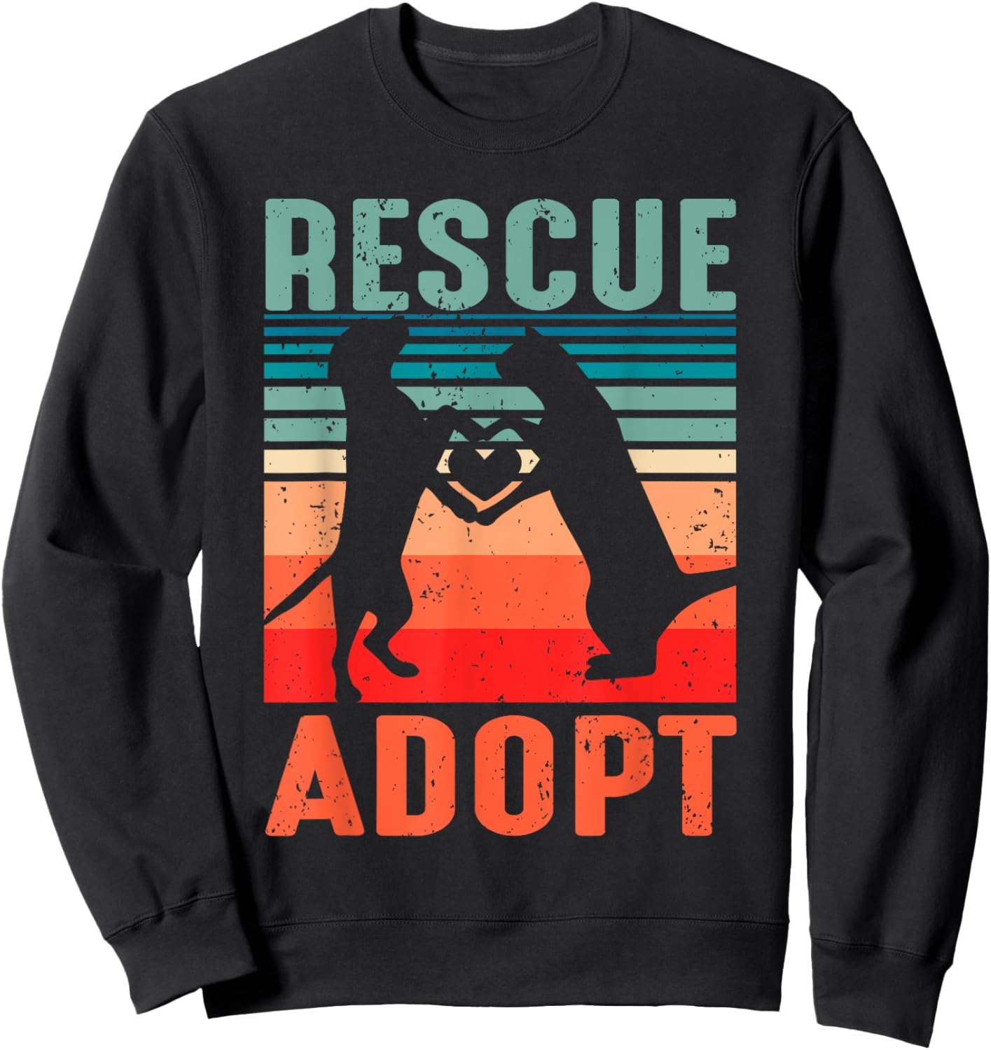Rescue Adopt Animal Vintage Dog Cat Lover Men Sweatshirt - Sweatshirt | Black
