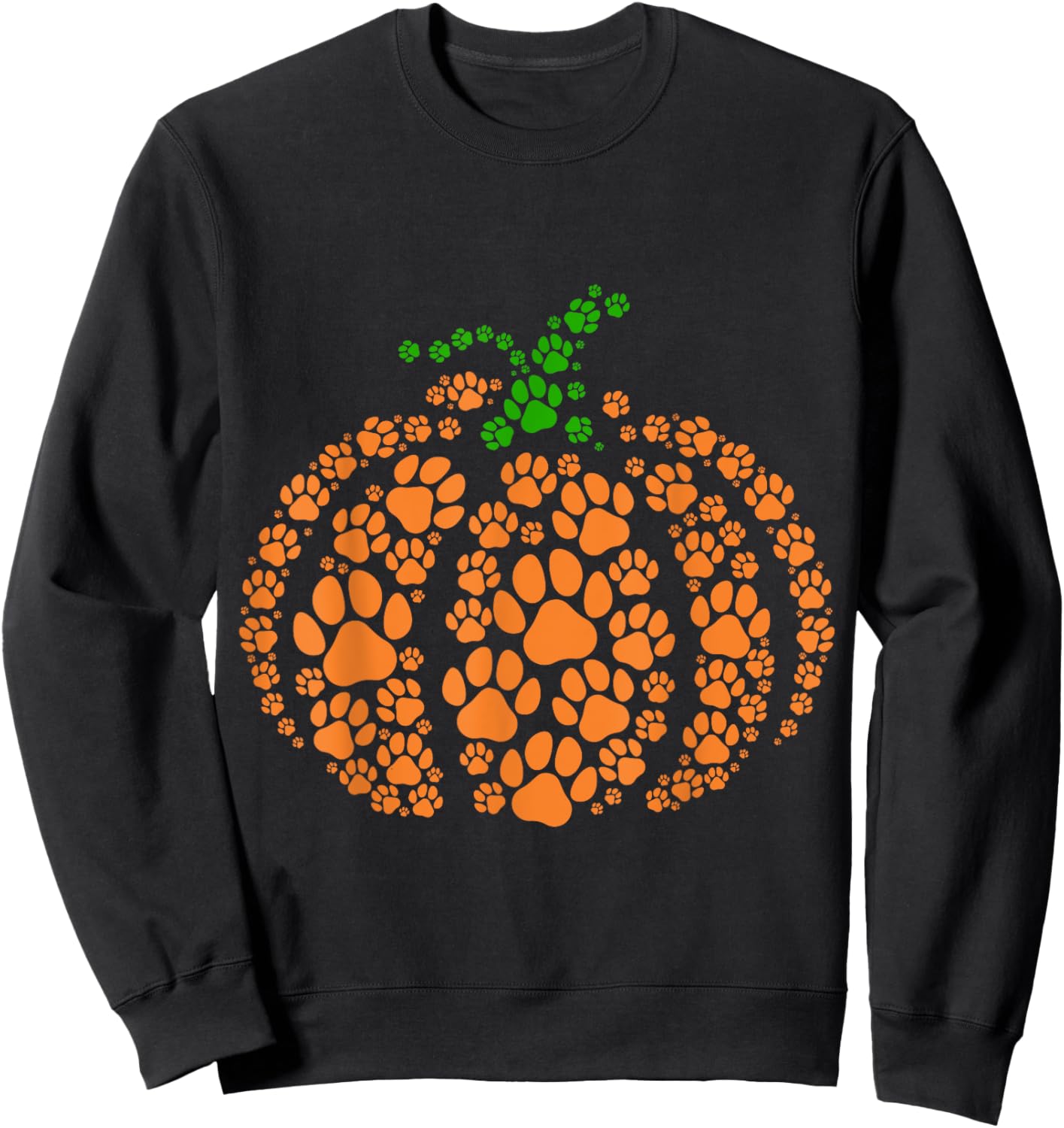 Paw Print Pumpkin Halloween Dog Cat Lover Sweatshirt - Sweatshirt | Black
