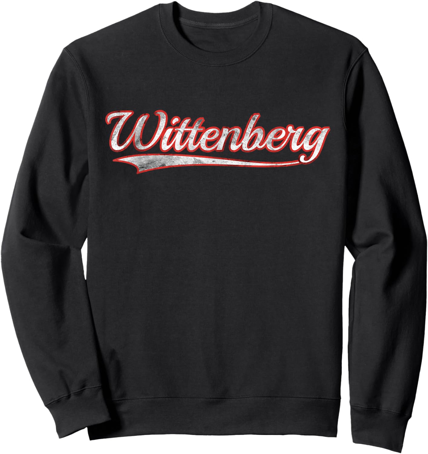 Wittenberg Vintage Varsity Distressed Throwback Style Sweatshirt - Sweatshirt | Black