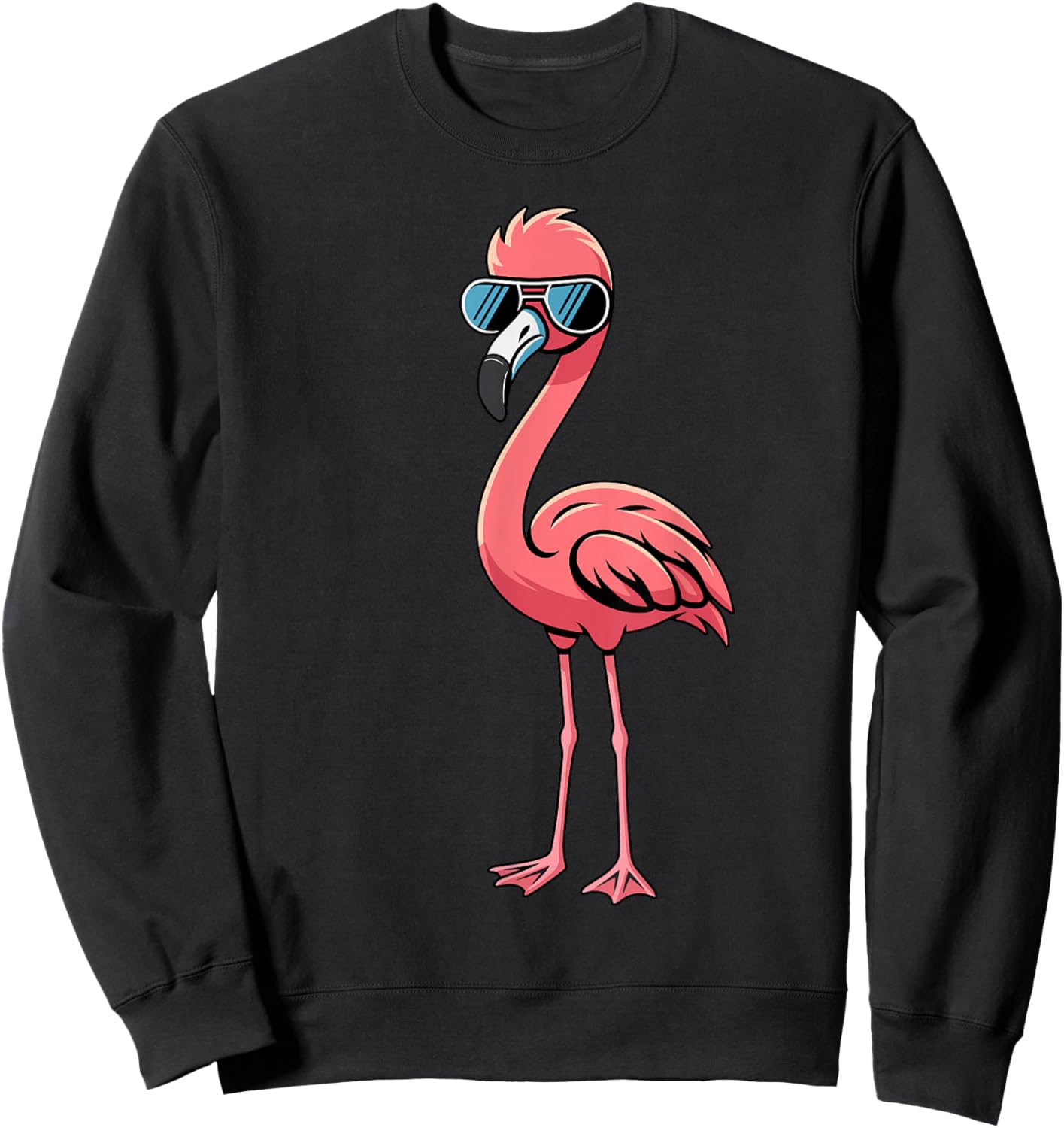 Cool Retro Flamingo in Sunglasses Funny Flamingo Sweatshirt - Sweatshirt | Black