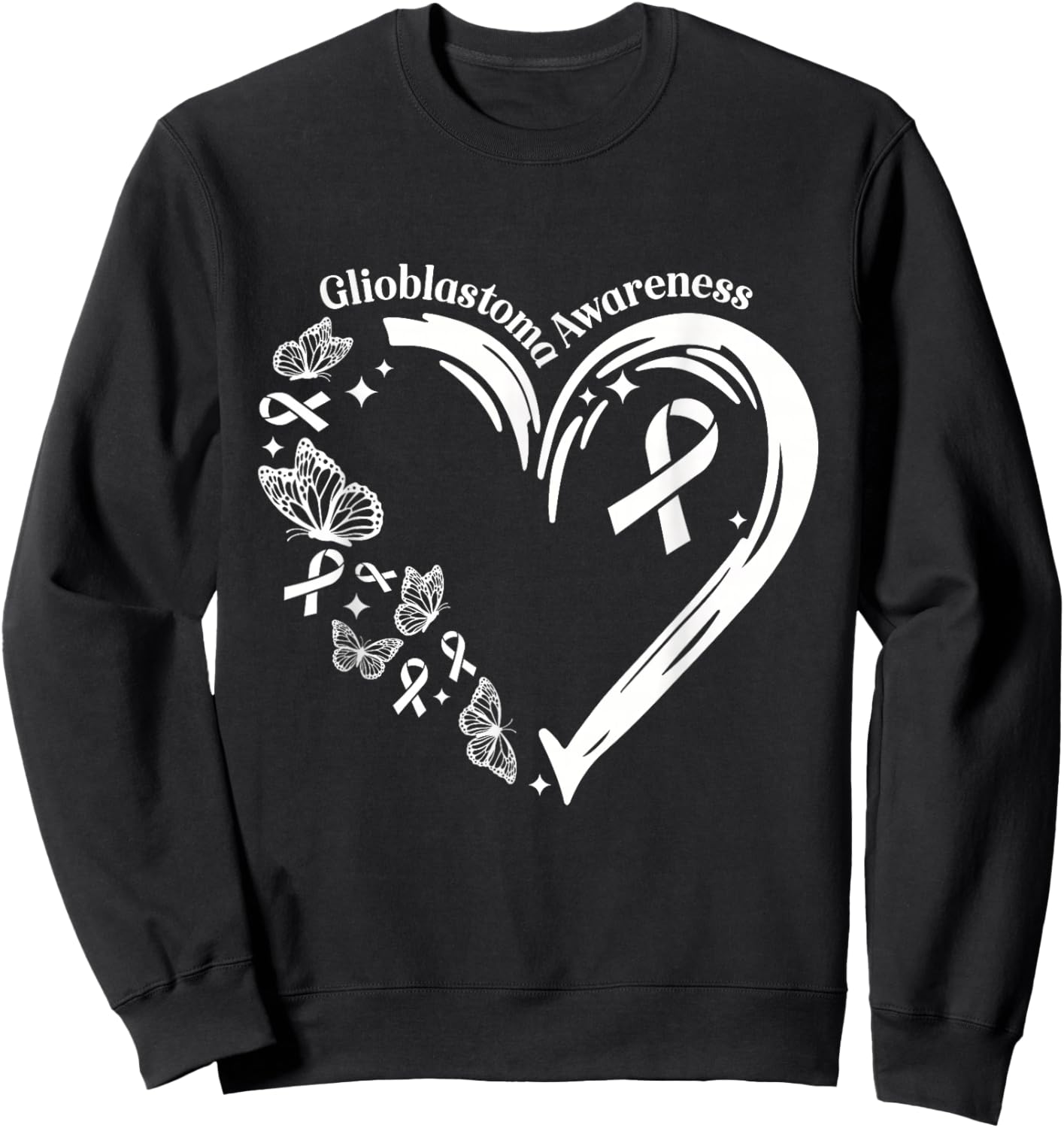 Glioblastoma I Wear Grey For Glioblastoma Awareness Heart Sweatshirt - Sweatshirt | Black