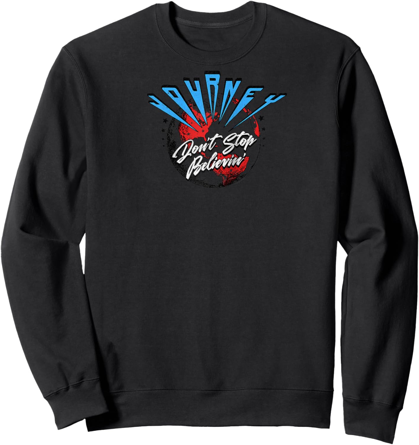 Journey Don't Stop Believin' World Tour Raglan Baseball Sweatshirt - Sweatshirt | Black