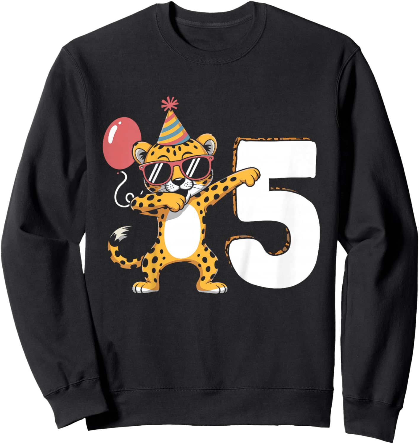Dabbing Cheetah 5th Birthday Boy Sweatshirt - Sweatshirt | Black
