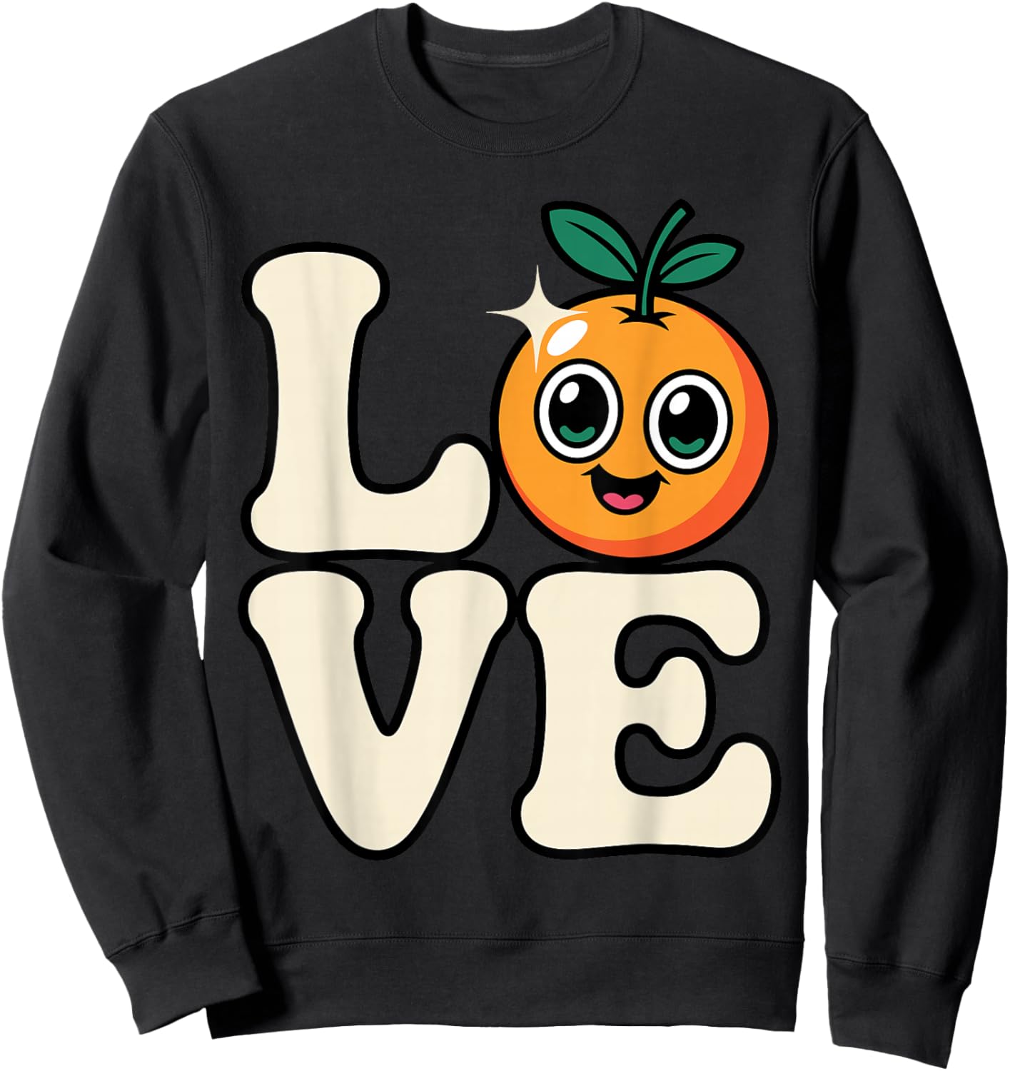 Orange Art Women Kids Vegan Orange Fruit Lovers Sweatshirt - Sweatshirt | Black