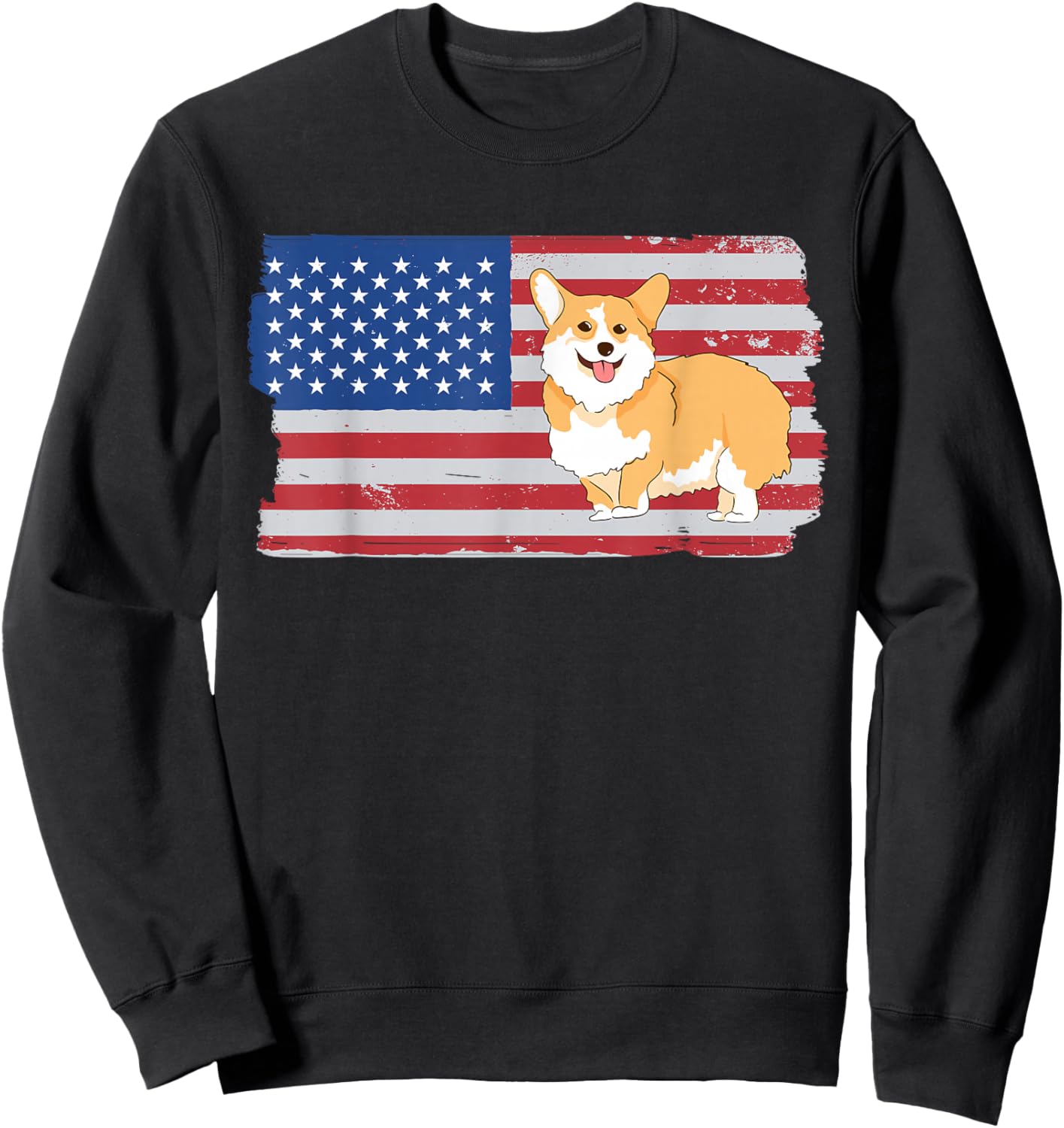 Corgi USA Flag Funny Pet Corgi Dog Lover Sweatshirt - Sweatshirt | Black