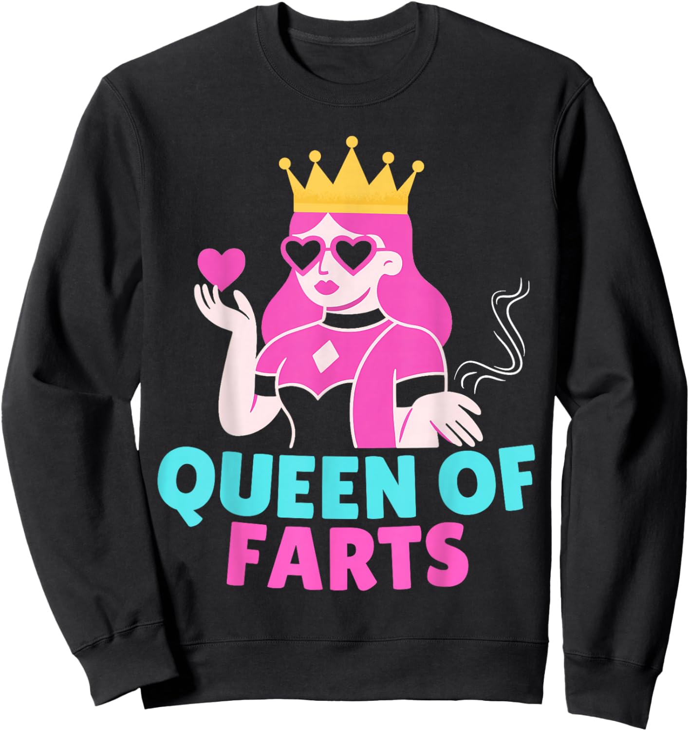 Queen of Farts Inappropriate Embarrassing Playing Card Sweatshirt - Sweatshirt | Black