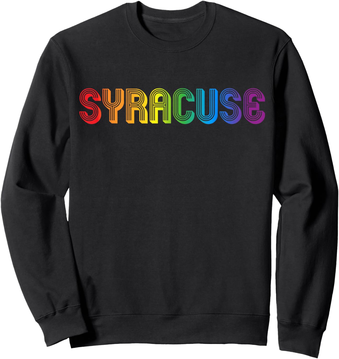 Syracuse City Gay Pride Rainbow Word Design Sweatshirt - Sweatshirt | Black