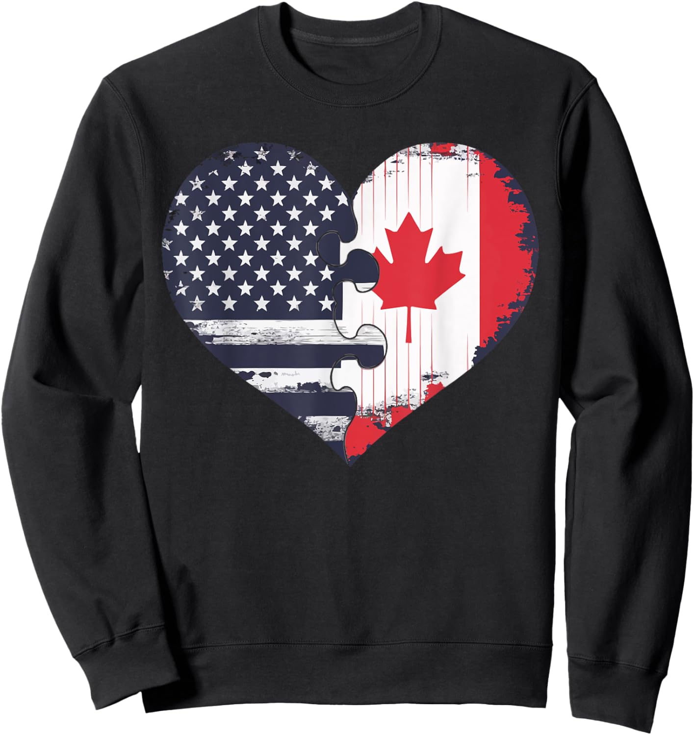 Half American Half Canadian USA Flag Canada America Sweatshirt - Sweatshirt | Black