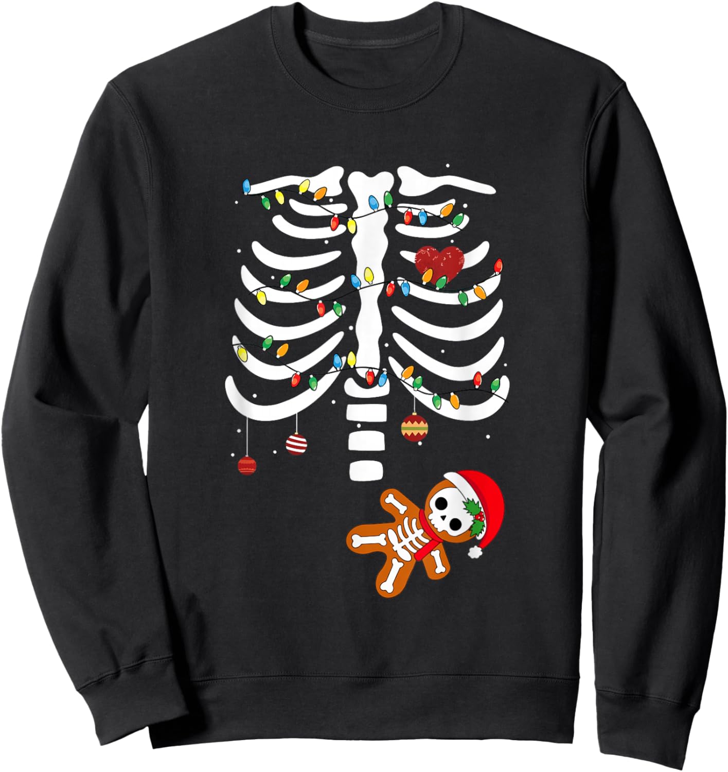 Skeleton Christmas Pregnancy Announcement Merry and Pregnant Sweatshirt - Sweatshirt | Black