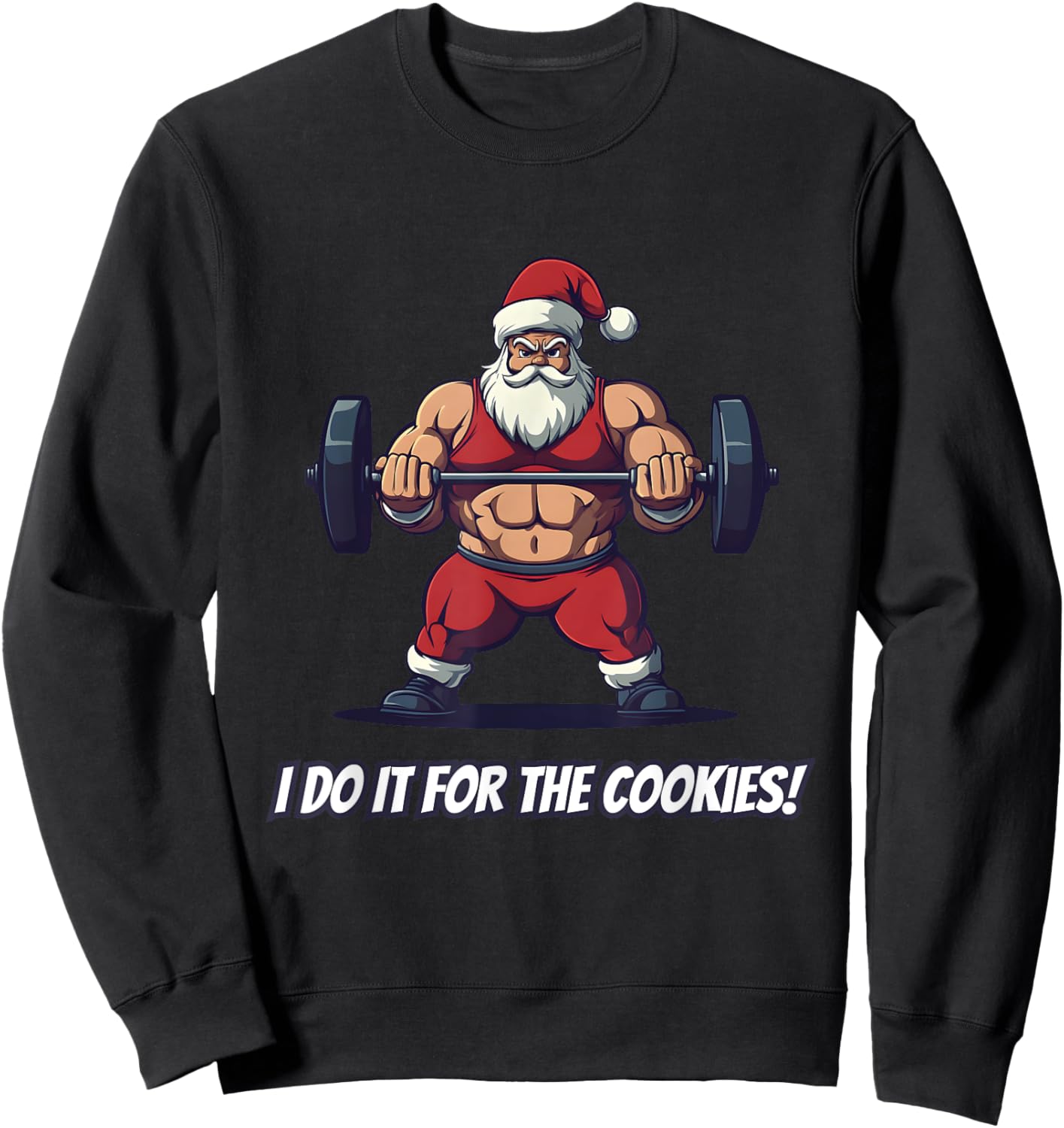 Santa Fitness Weightlifting Christmas Gym Cookies Sweatshirt - Sweatshirt | Black