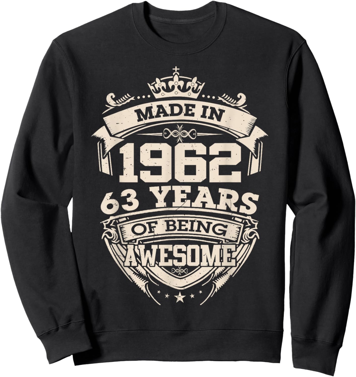 Made in 1962 63 Years of Being Awesome 63th Birthday Vintage Sweatshirt - Sweatshirt | Black