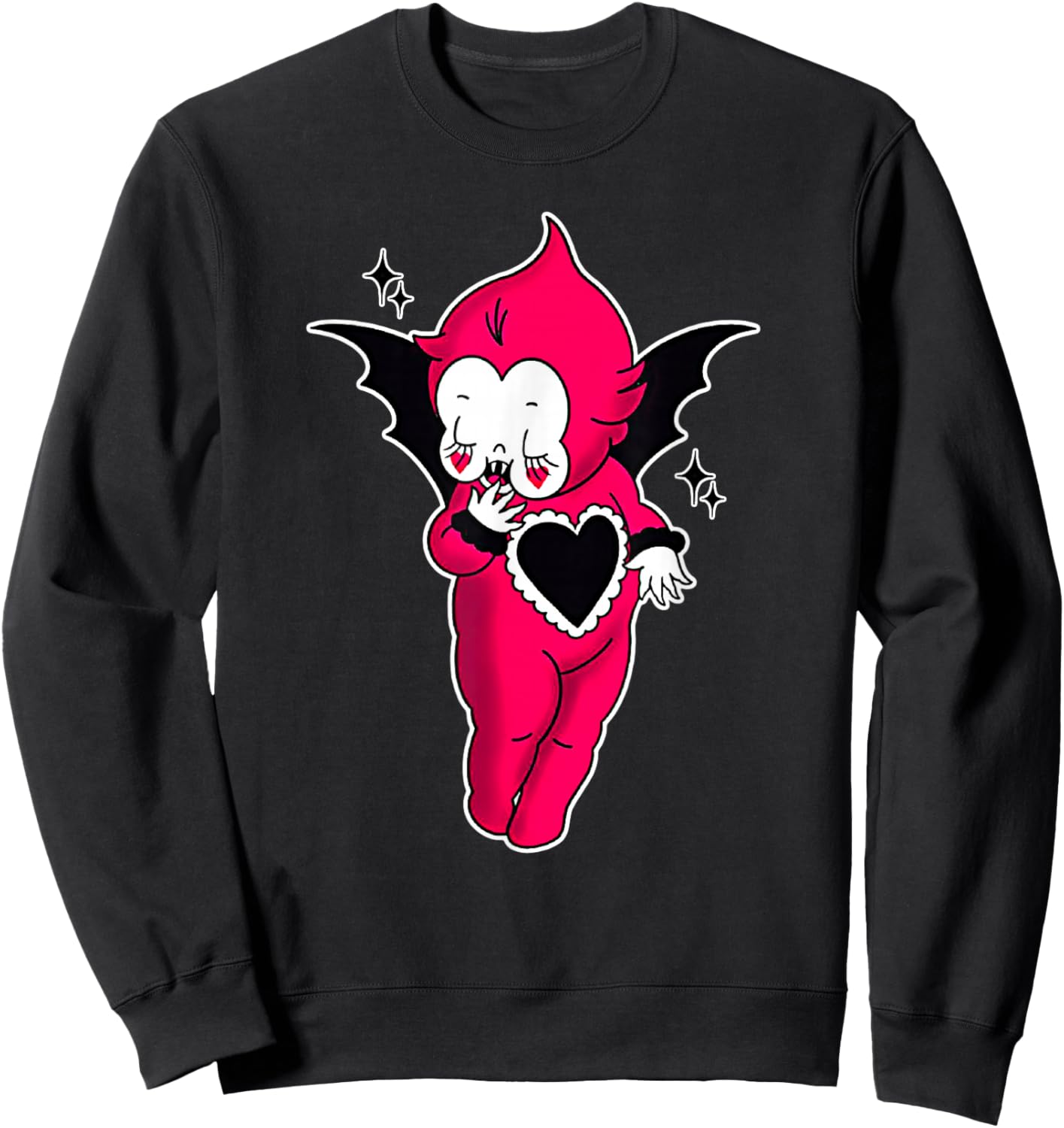 Kewpie Baby Vampire Devil Spooky Traditional Tattoo Flash Sweatshirt - Sweatshirt | Black
