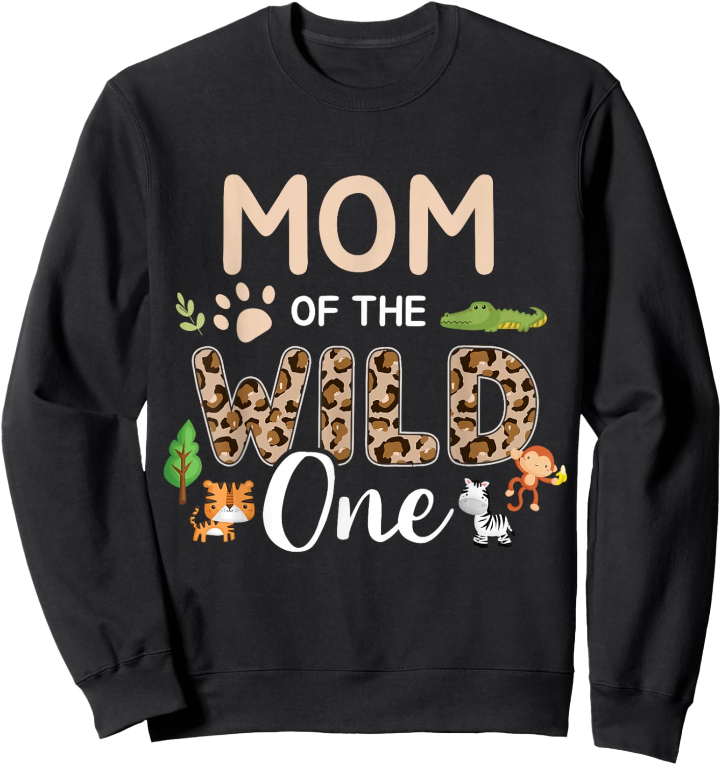 Mom of the wild one birthday girl matching family party Sweatshirt - Sweatshirt | Black