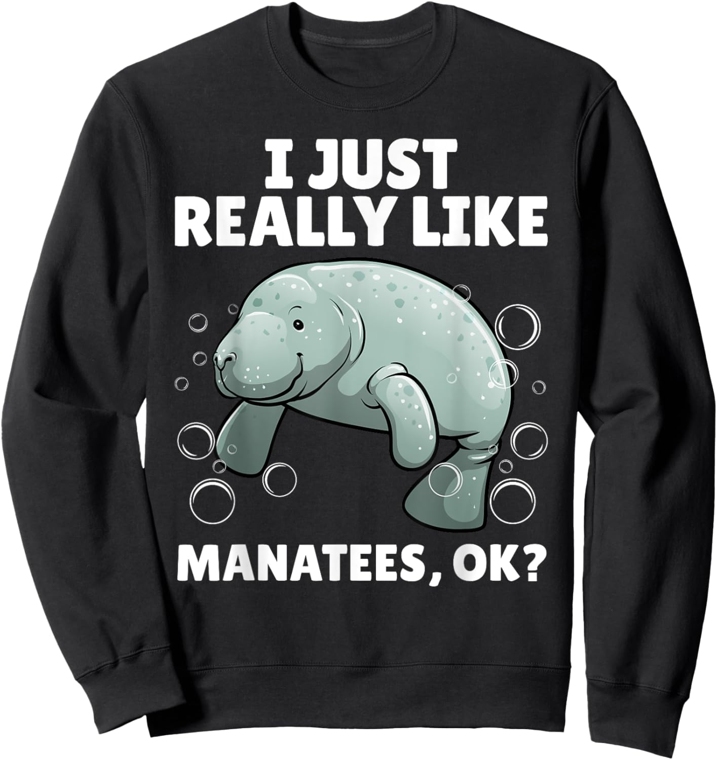 Funny Manatee Art Women Kids Sea Cow Manatee Lover Sweatshirt - Sweatshirt | Black