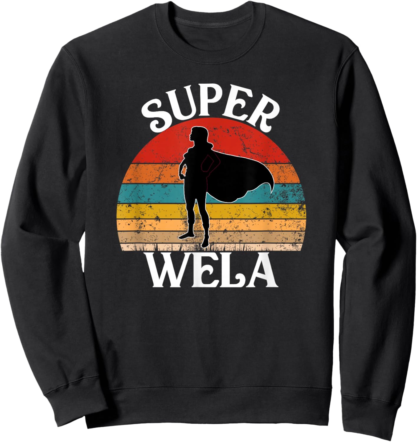 Super Wela Spanish Mexican Grandma Hero with Cape Funny Sweatshirt - Sweatshirt | Black